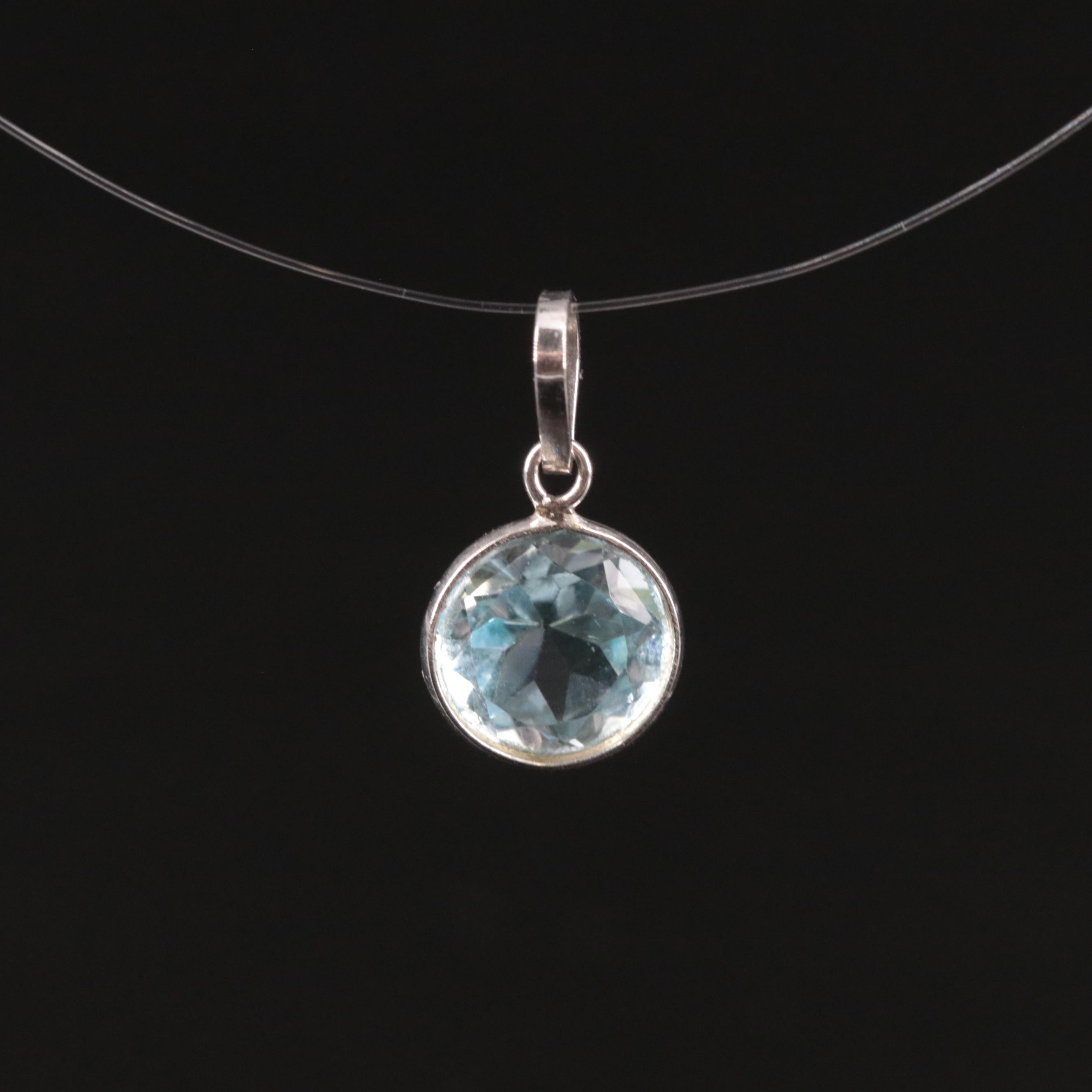 14K Blue Topaz Pendant