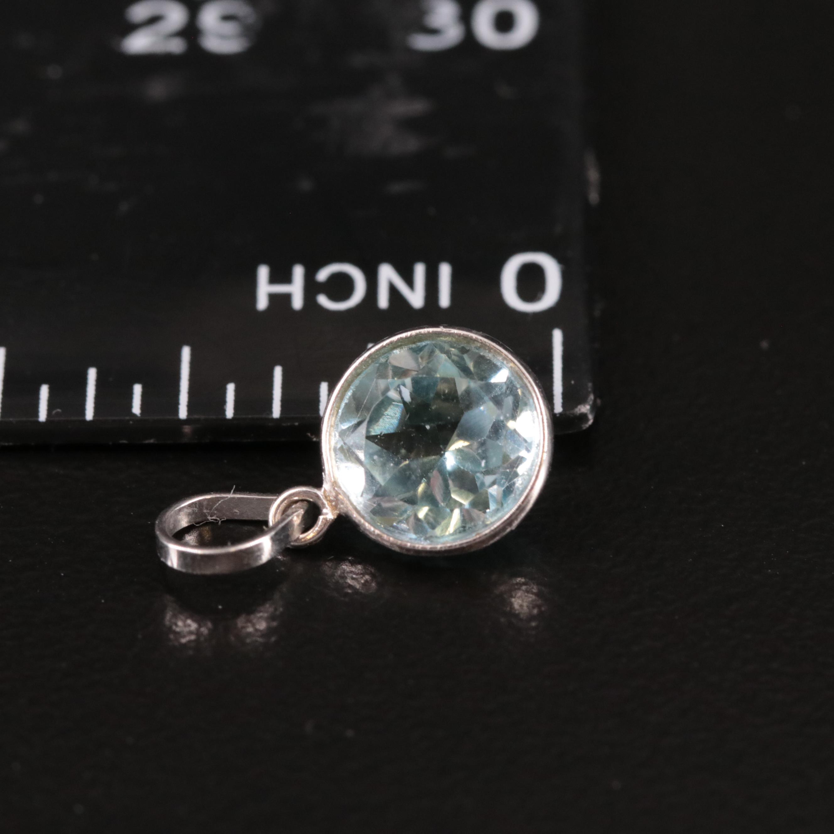 14K Blue Topaz Pendant