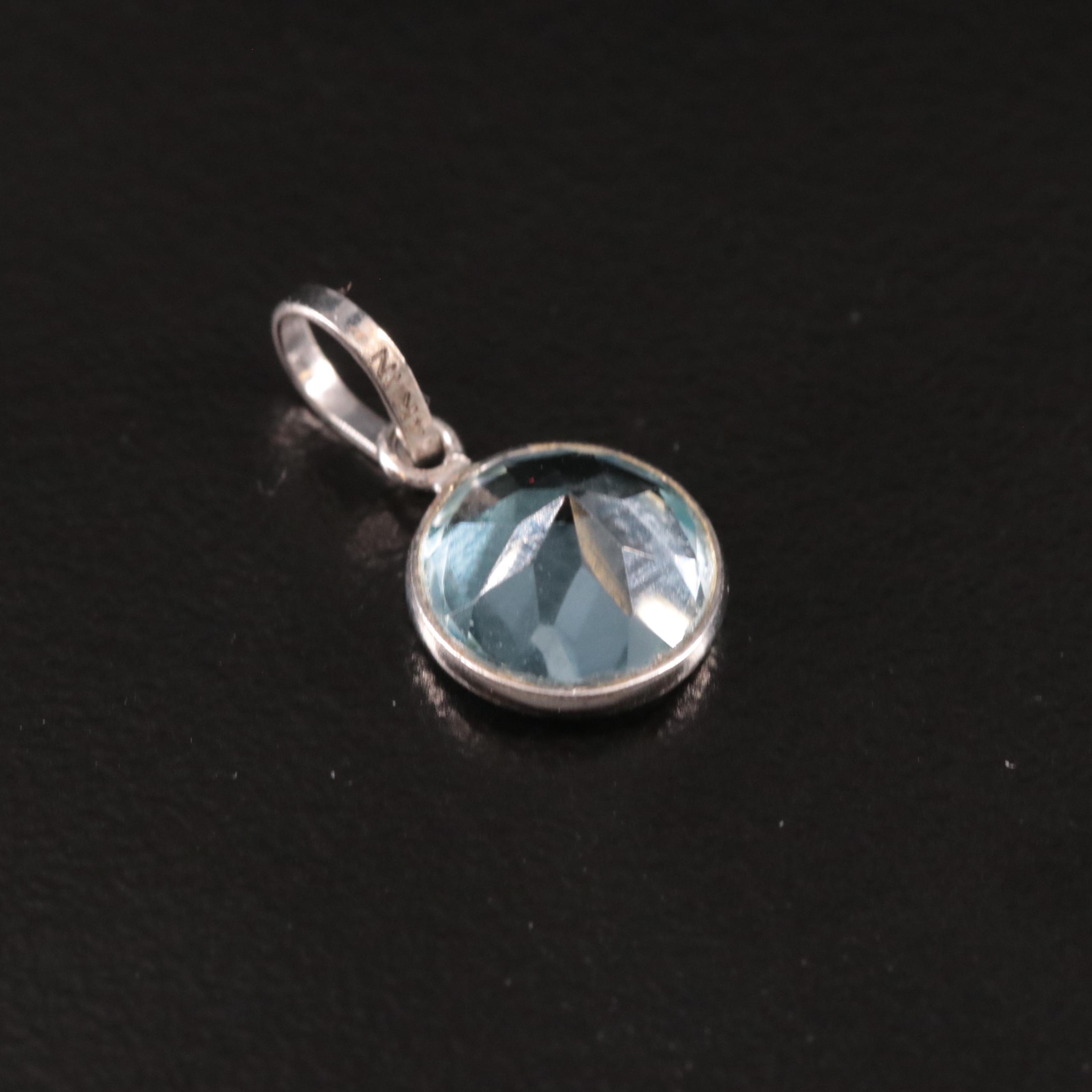 14K Blue Topaz Pendant