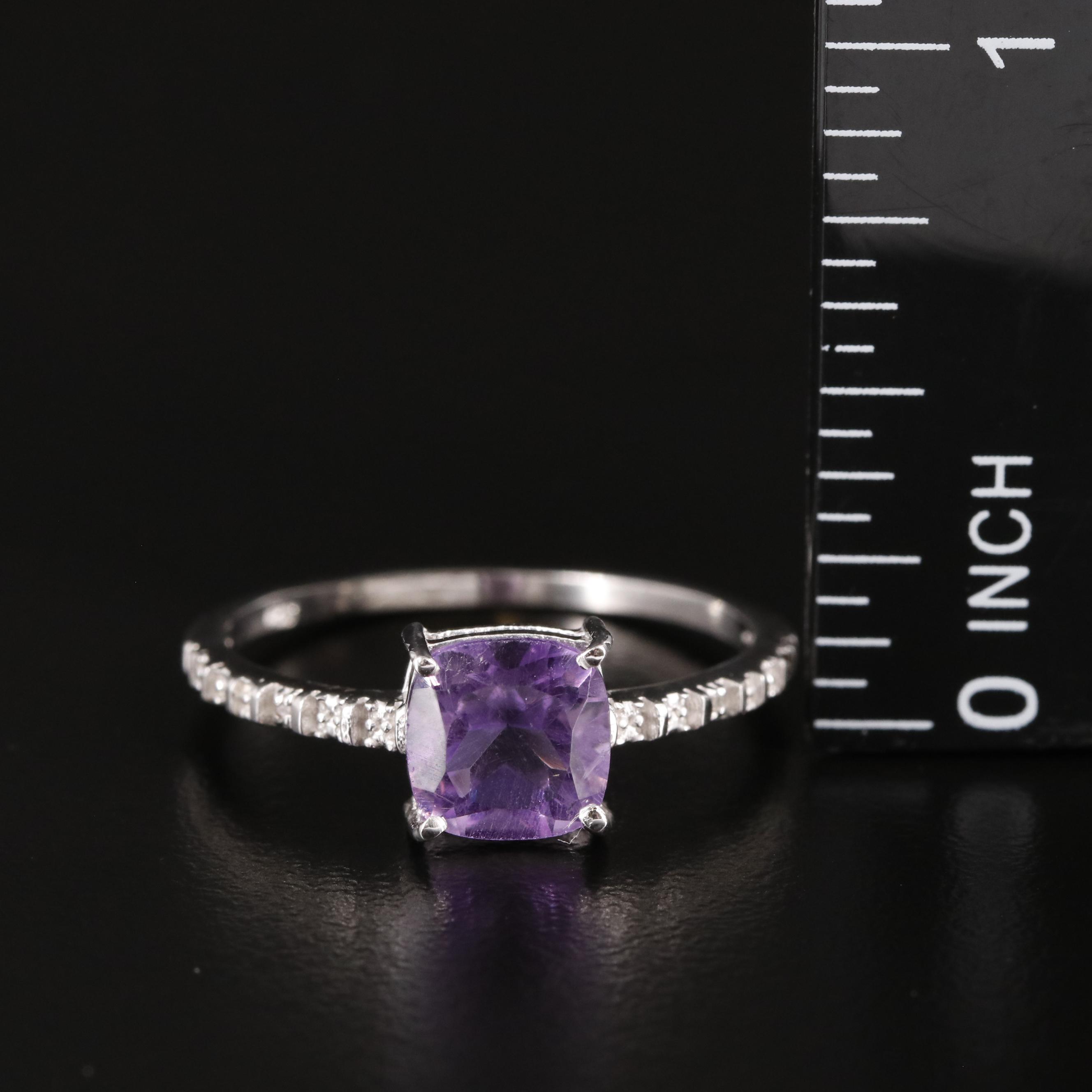 Sterling Amethyst and Diamond Ring