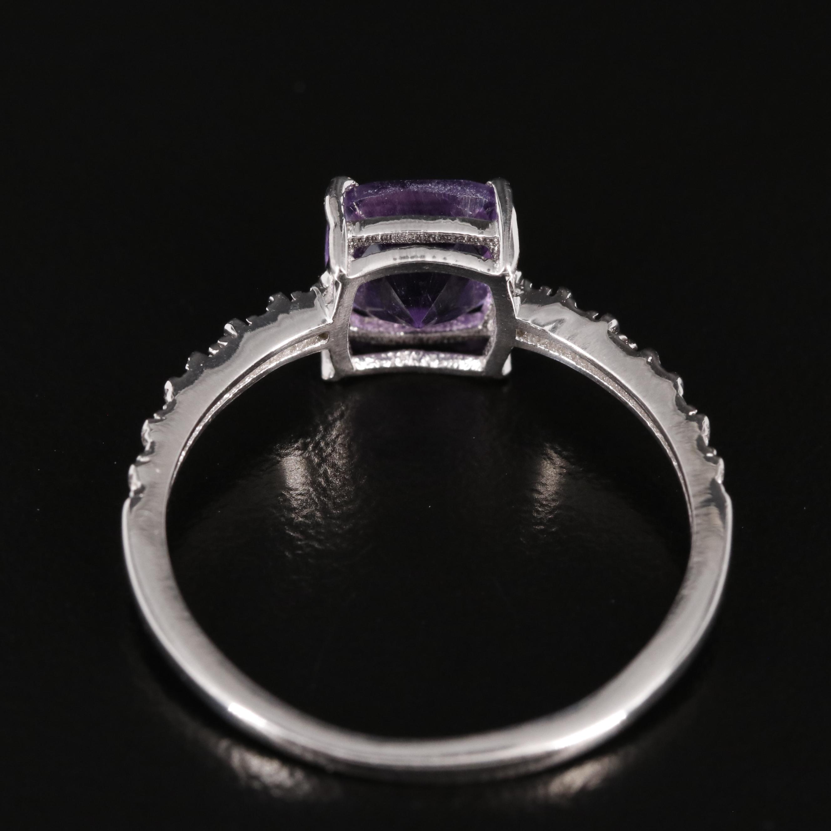 Sterling Amethyst and Diamond Ring