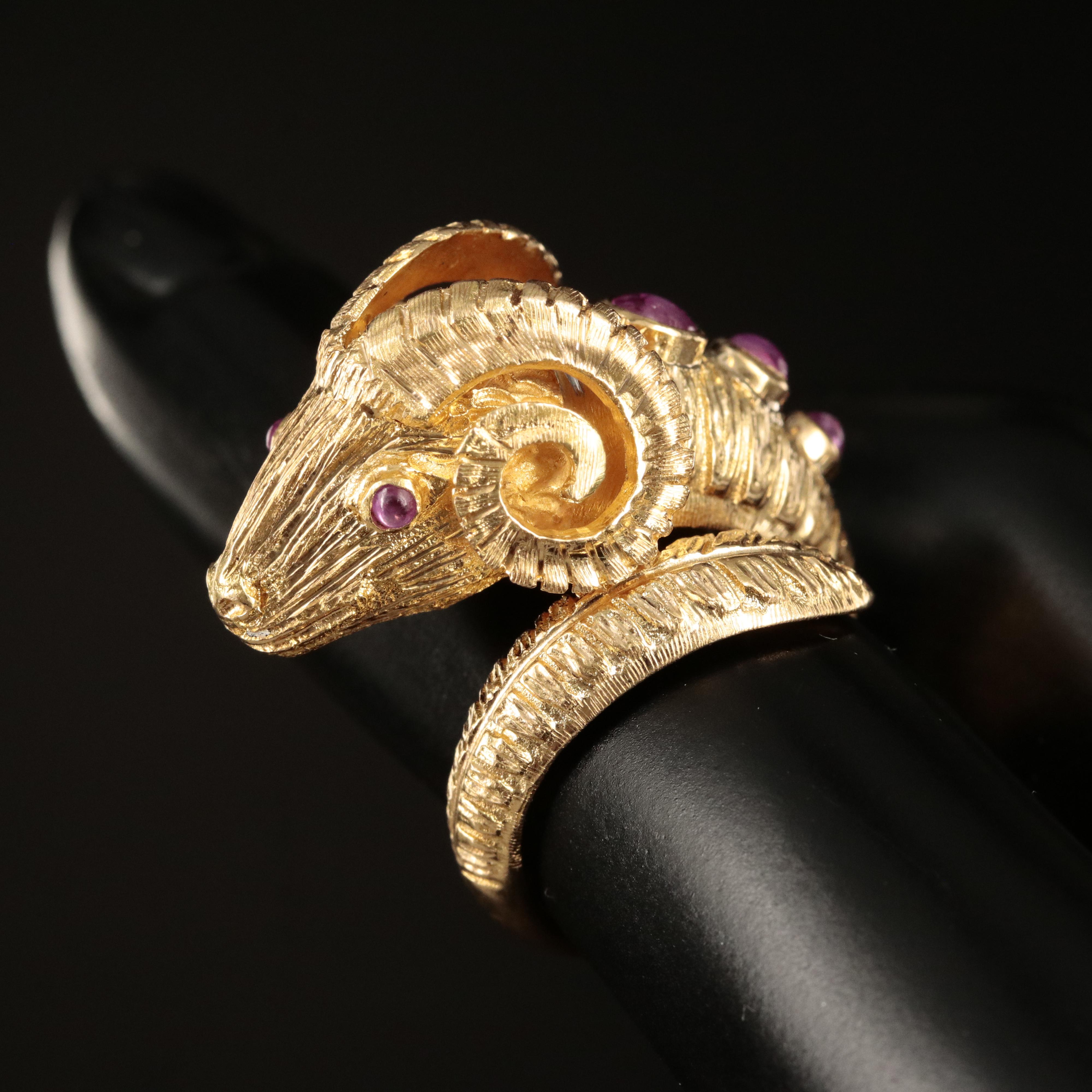 18K Ruby and Diamond Ram Ring