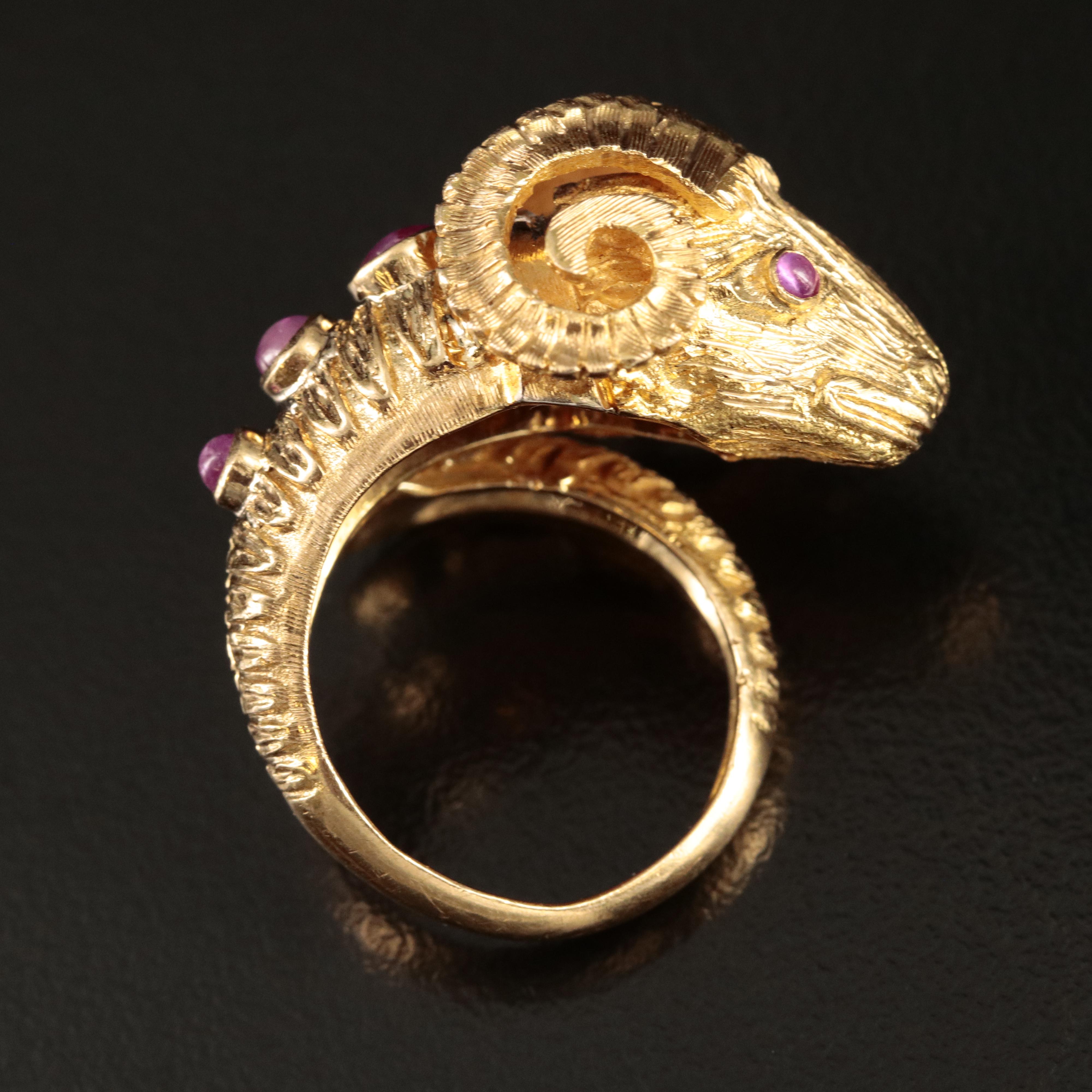 18K Ruby and Diamond Ram Ring