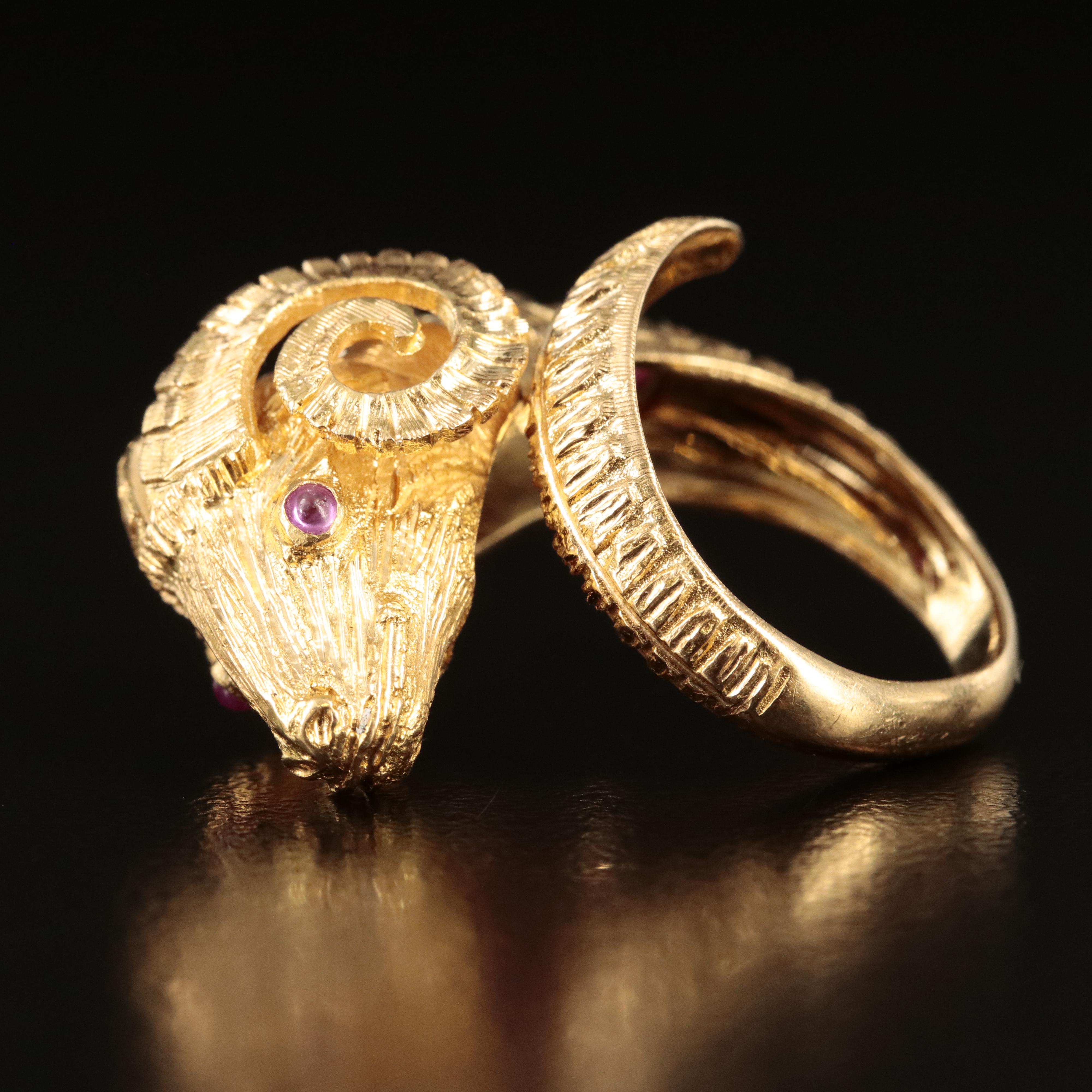 18K Ruby and Diamond Ram Ring