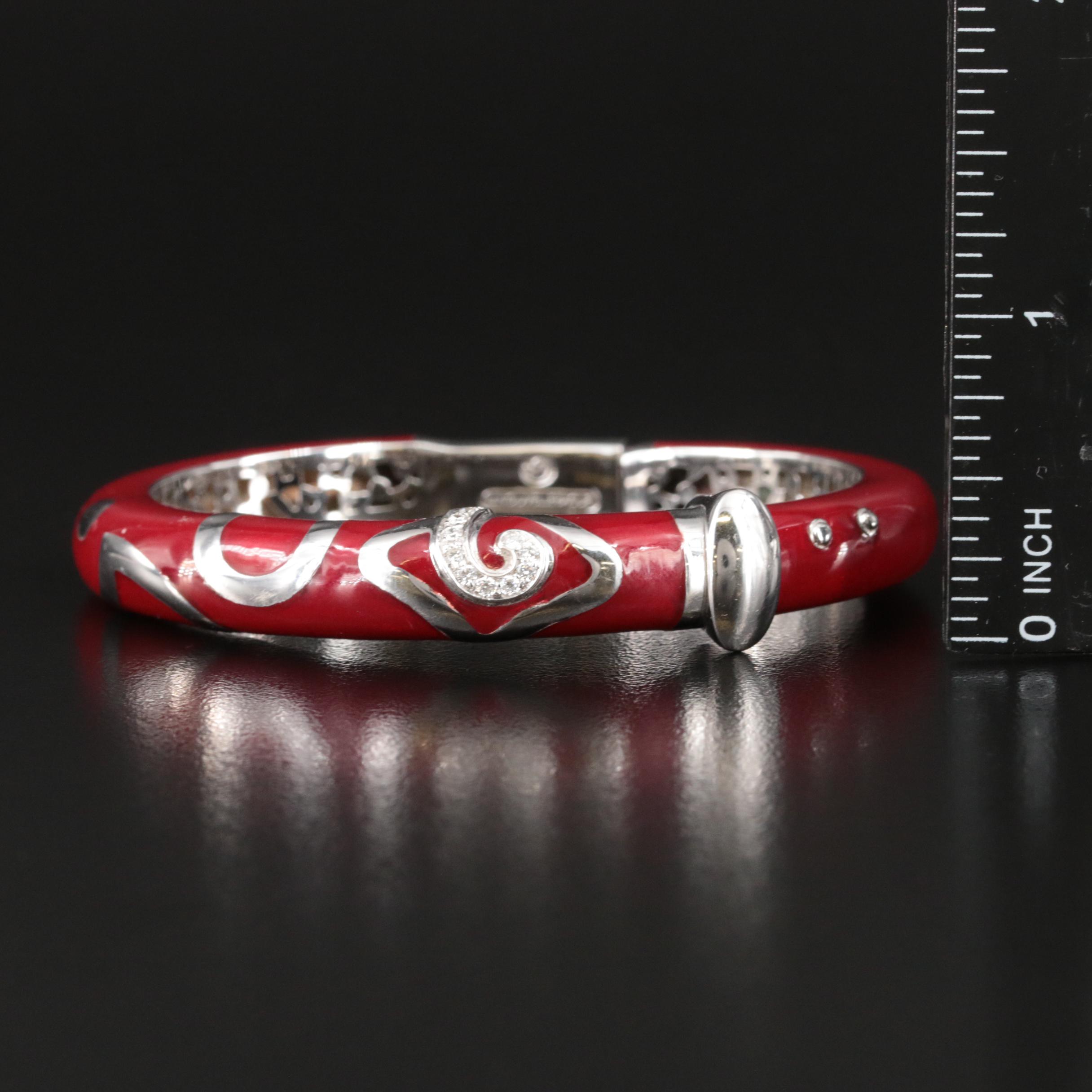 La Nouvelle Bague Sterling and 18K Diamond and Enamel Bangle