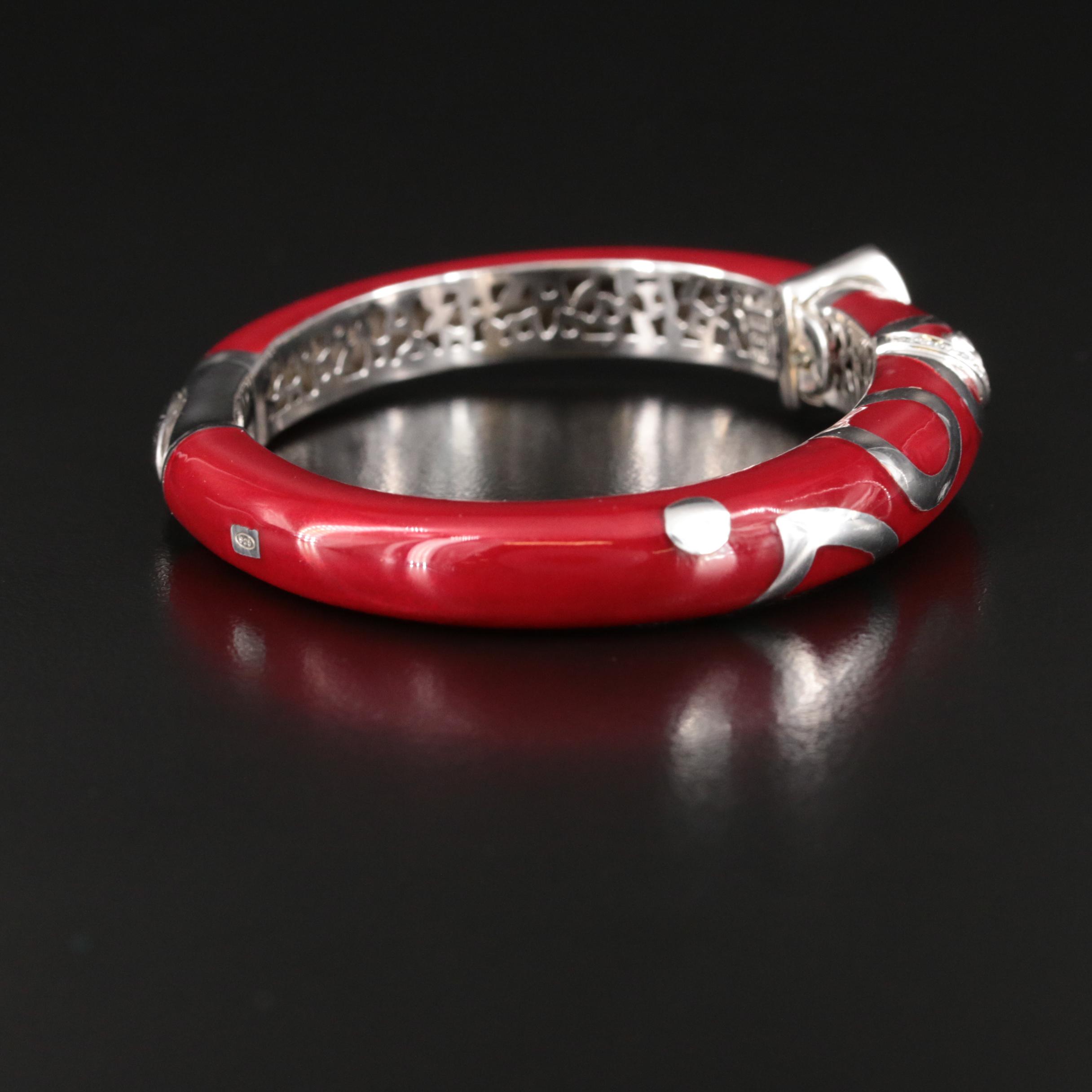 La Nouvelle Bague Sterling and 18K Diamond and Enamel Bangle