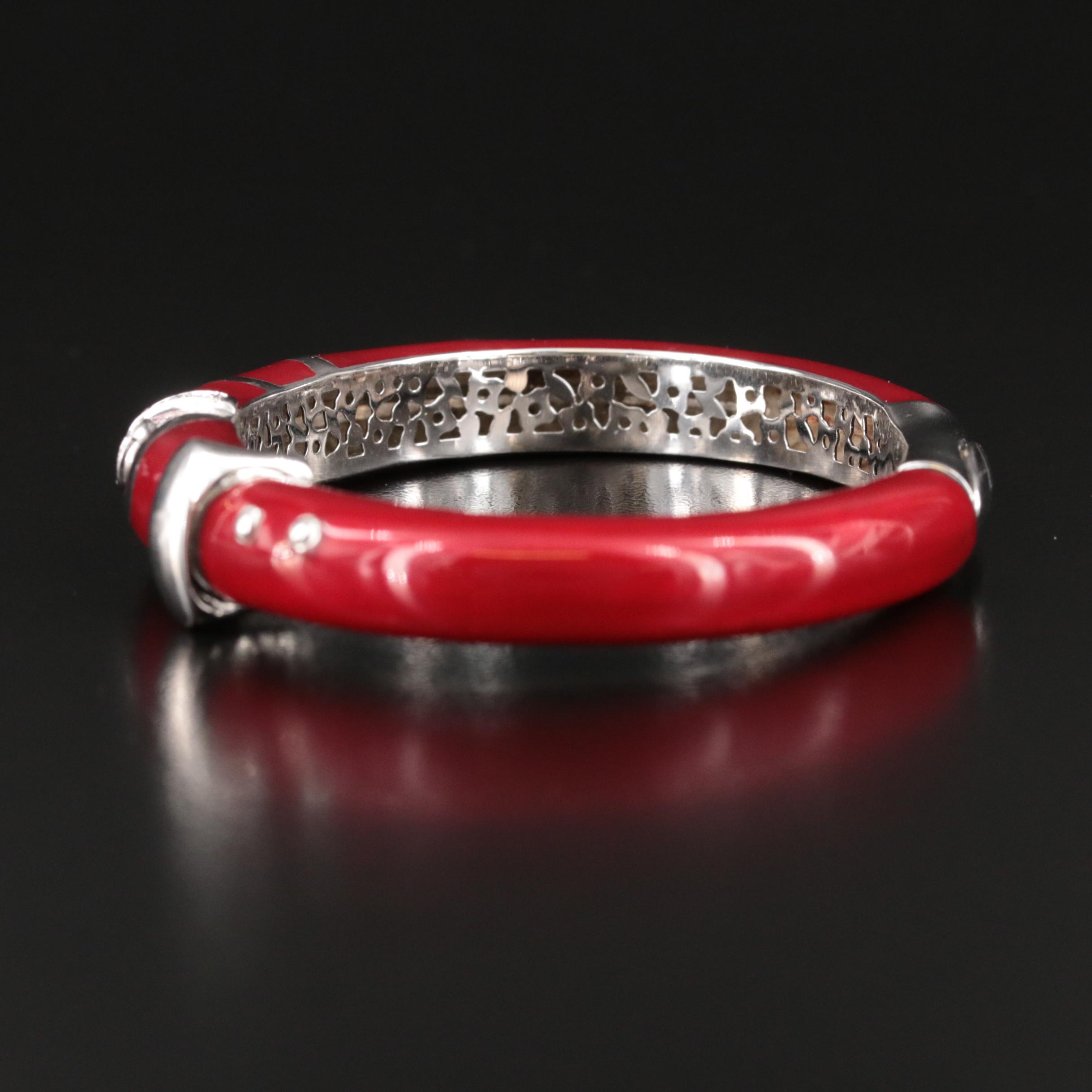 La Nouvelle Bague Sterling and 18K Diamond and Enamel Bangle