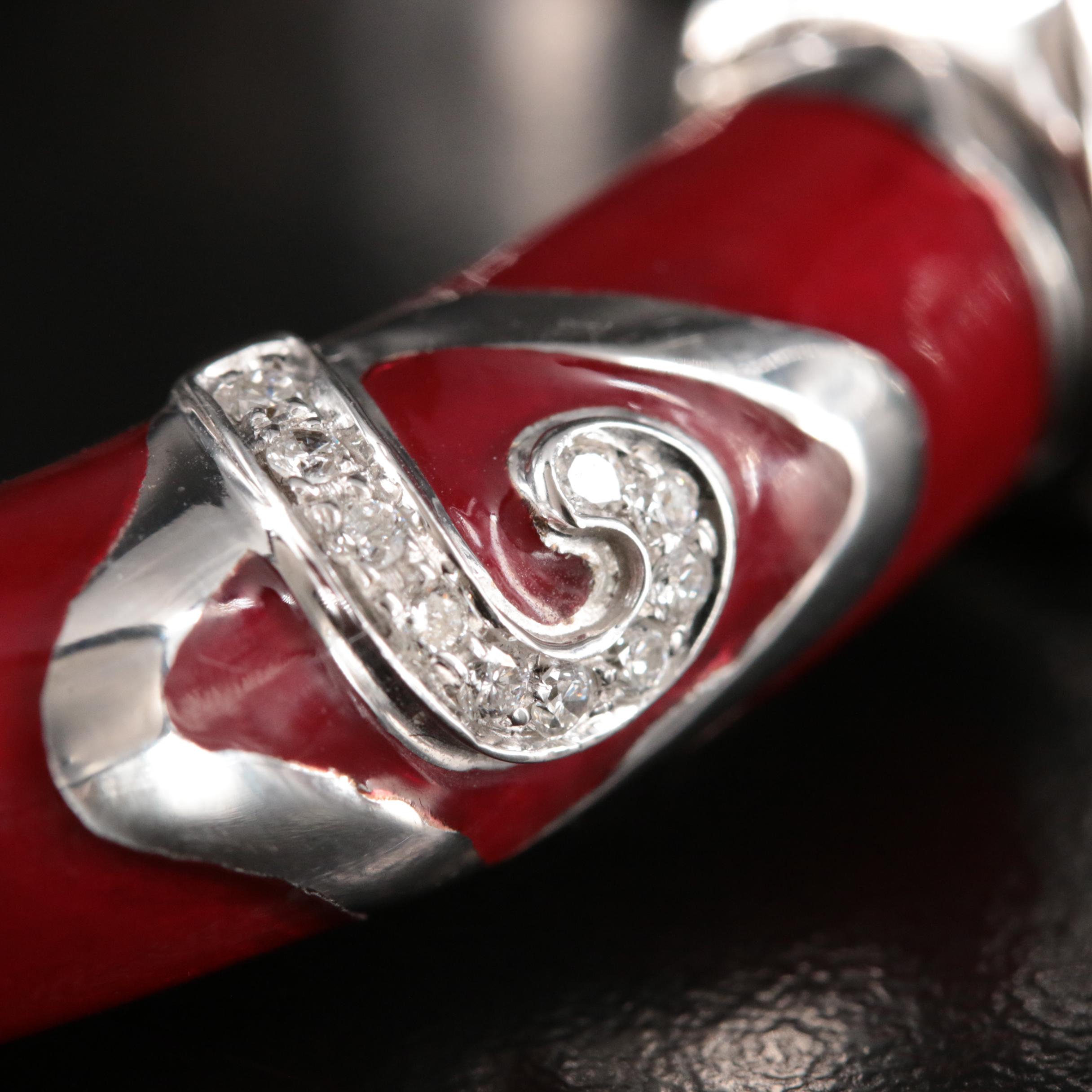 La Nouvelle Bague Sterling and 18K Diamond and Enamel Bangle