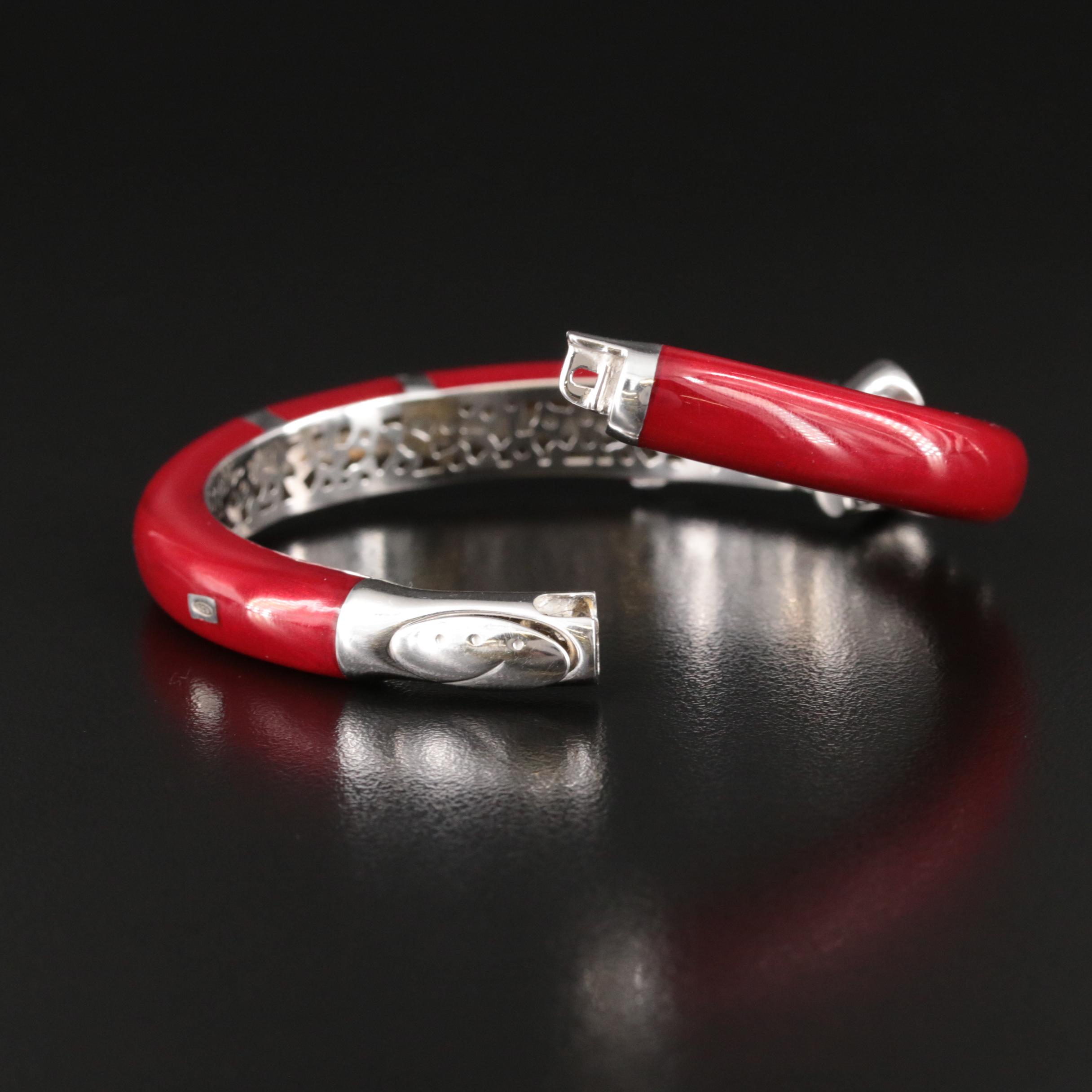 La Nouvelle Bague Sterling and 18K Diamond and Enamel Bangle