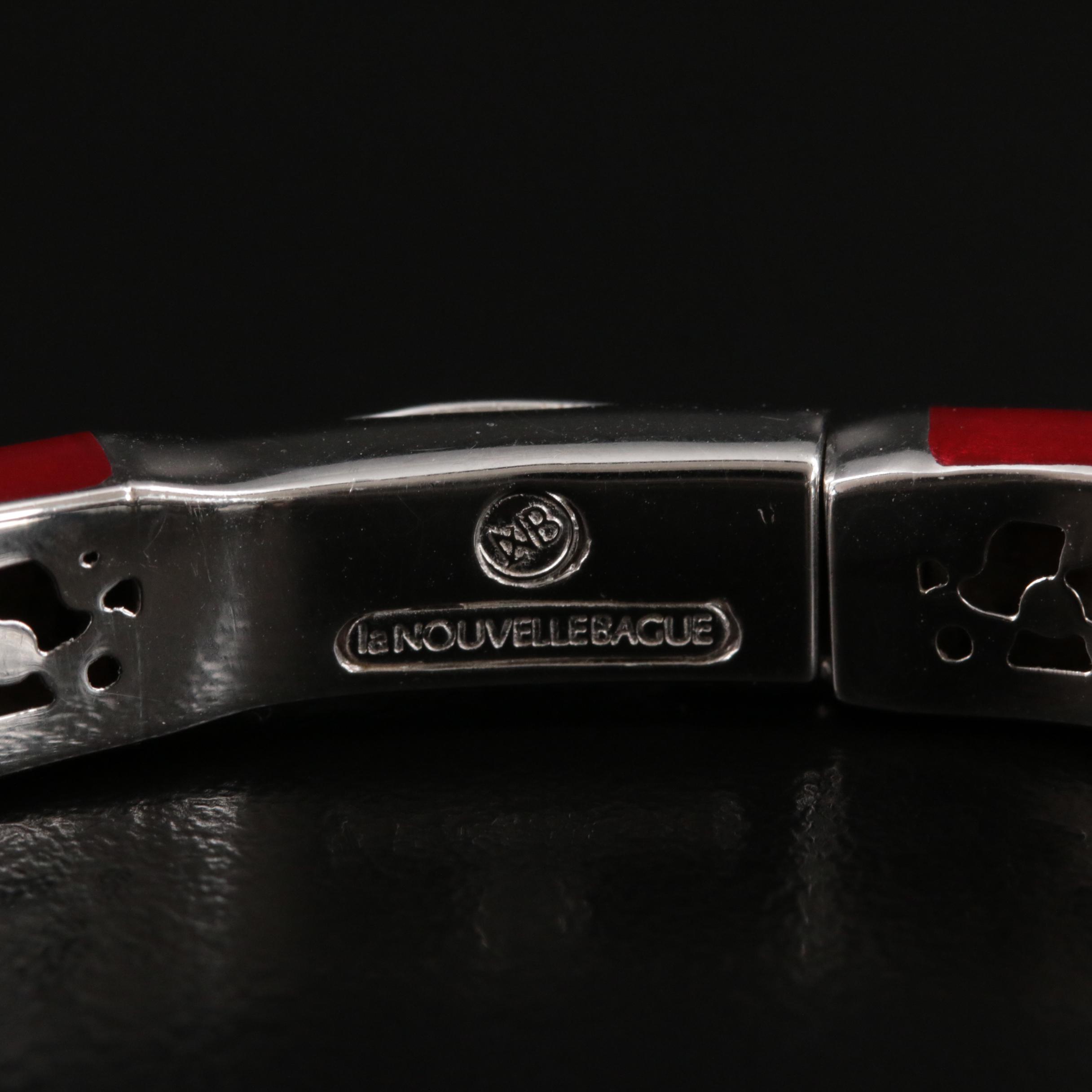 La Nouvelle Bague Sterling and 18K Diamond and Enamel Bangle