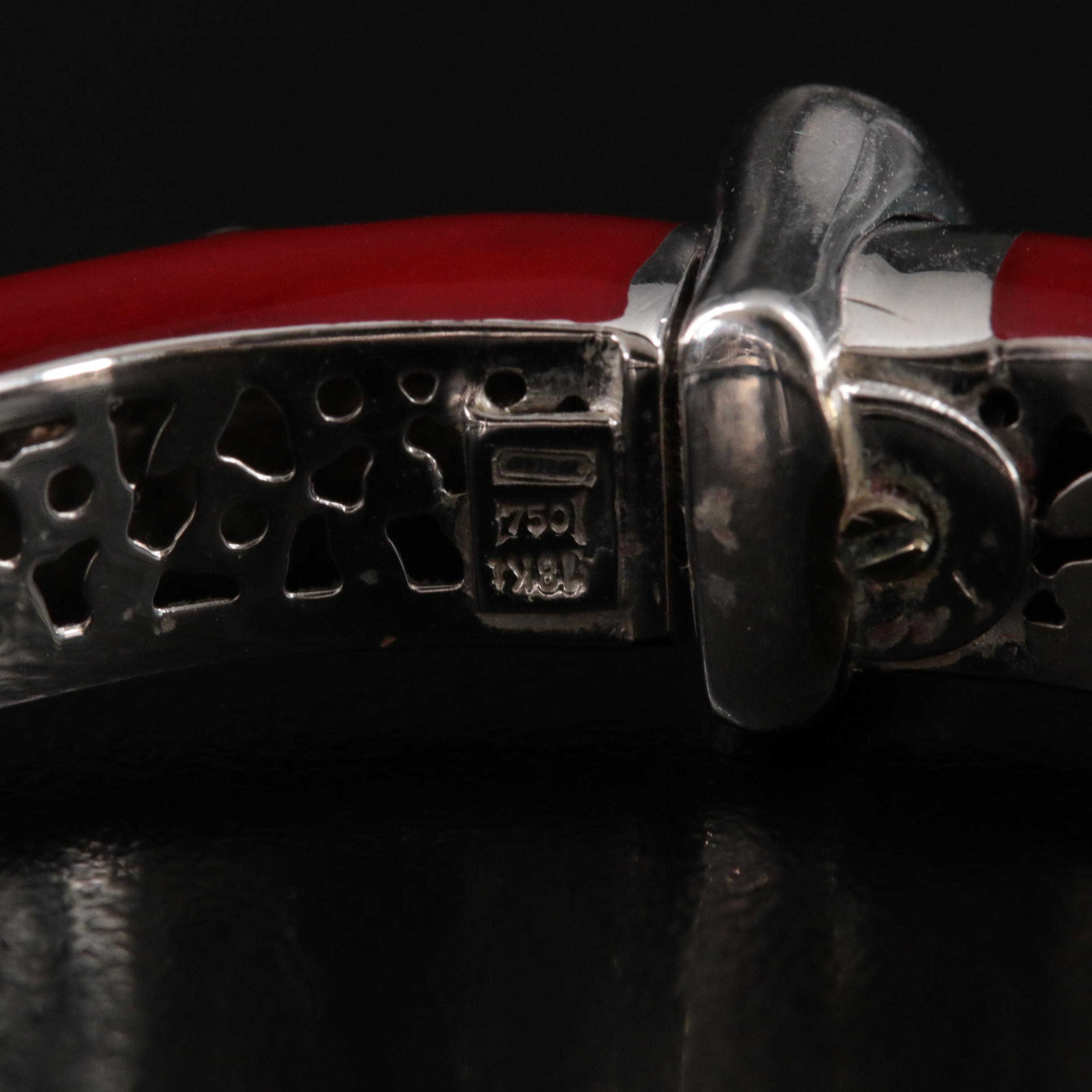 La Nouvelle Bague Sterling and 18K Diamond and Enamel Bangle