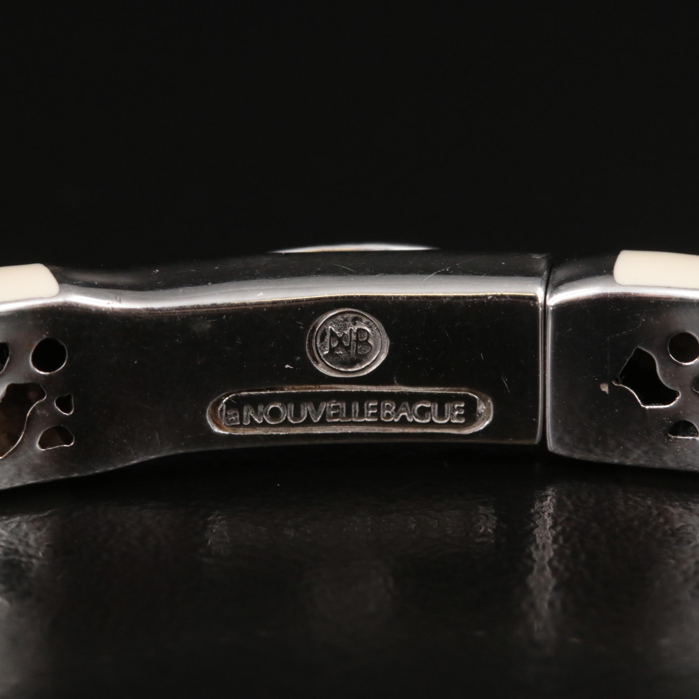 La Nouvelle Bague Sterling and 18K Diamond and Enamel Bangle