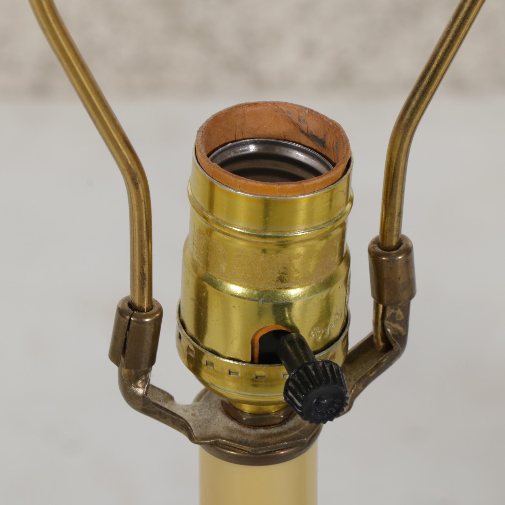 Stiffel Cast Brass and Glass Table Floor Lamp with Baluster Table Lamp, 1970s