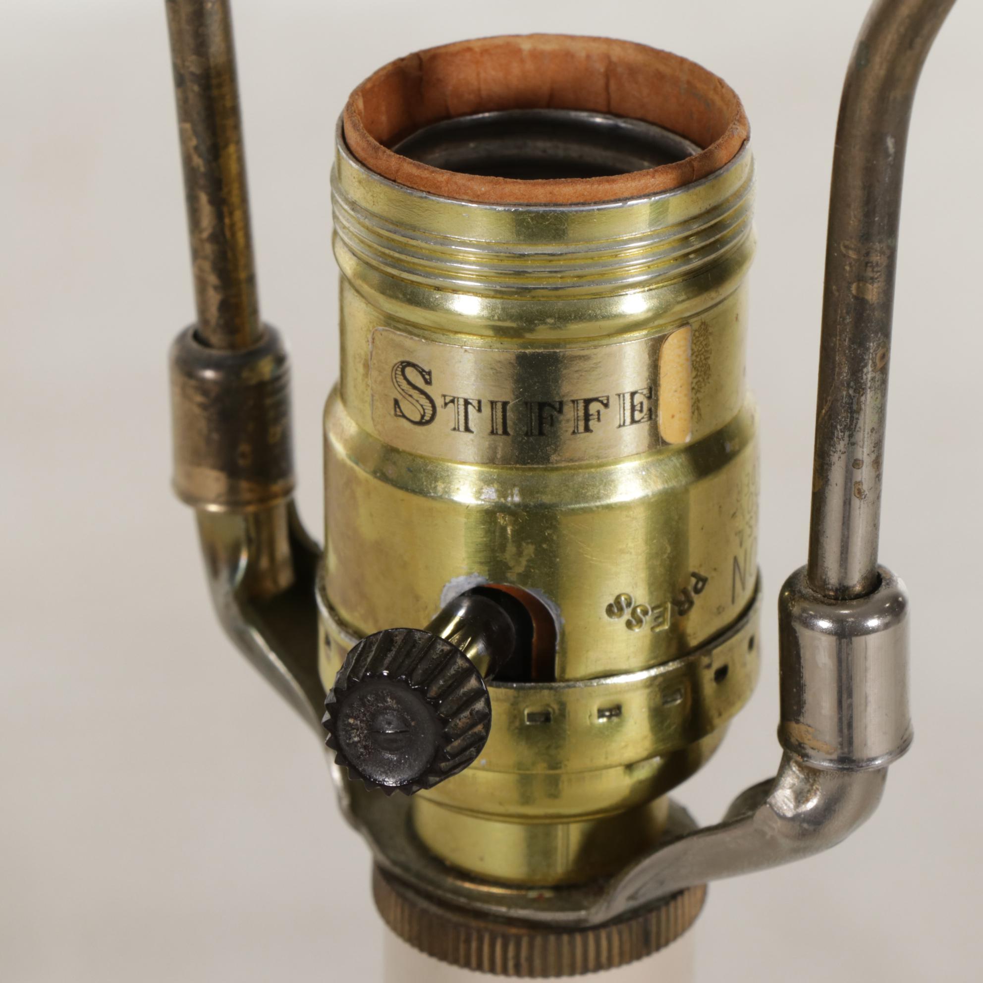 Stiffel Cast Brass and Glass Table Floor Lamp with Baluster Table Lamp, 1970s