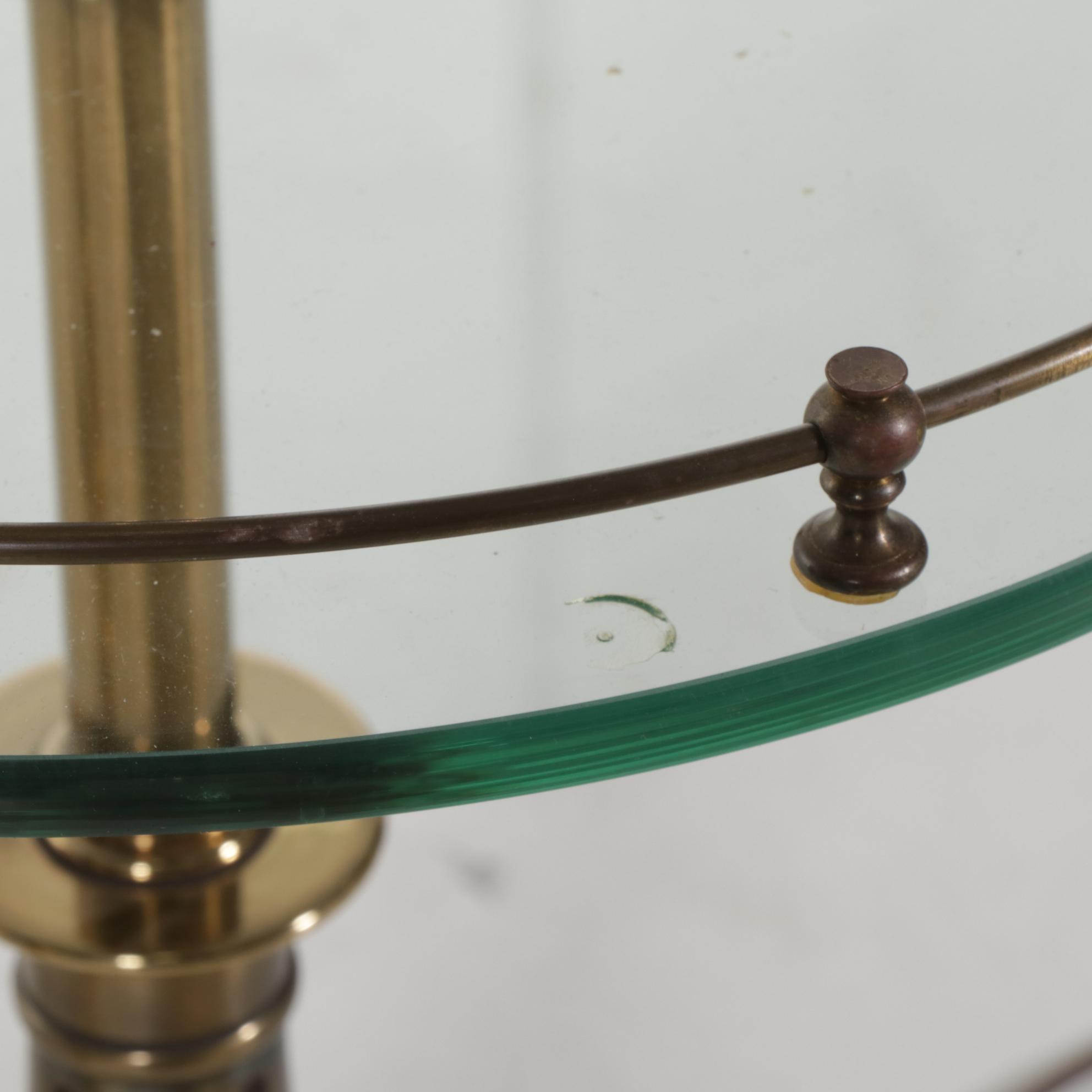 Stiffel Cast Brass and Glass Table Floor Lamp with Baluster Table Lamp, 1970s