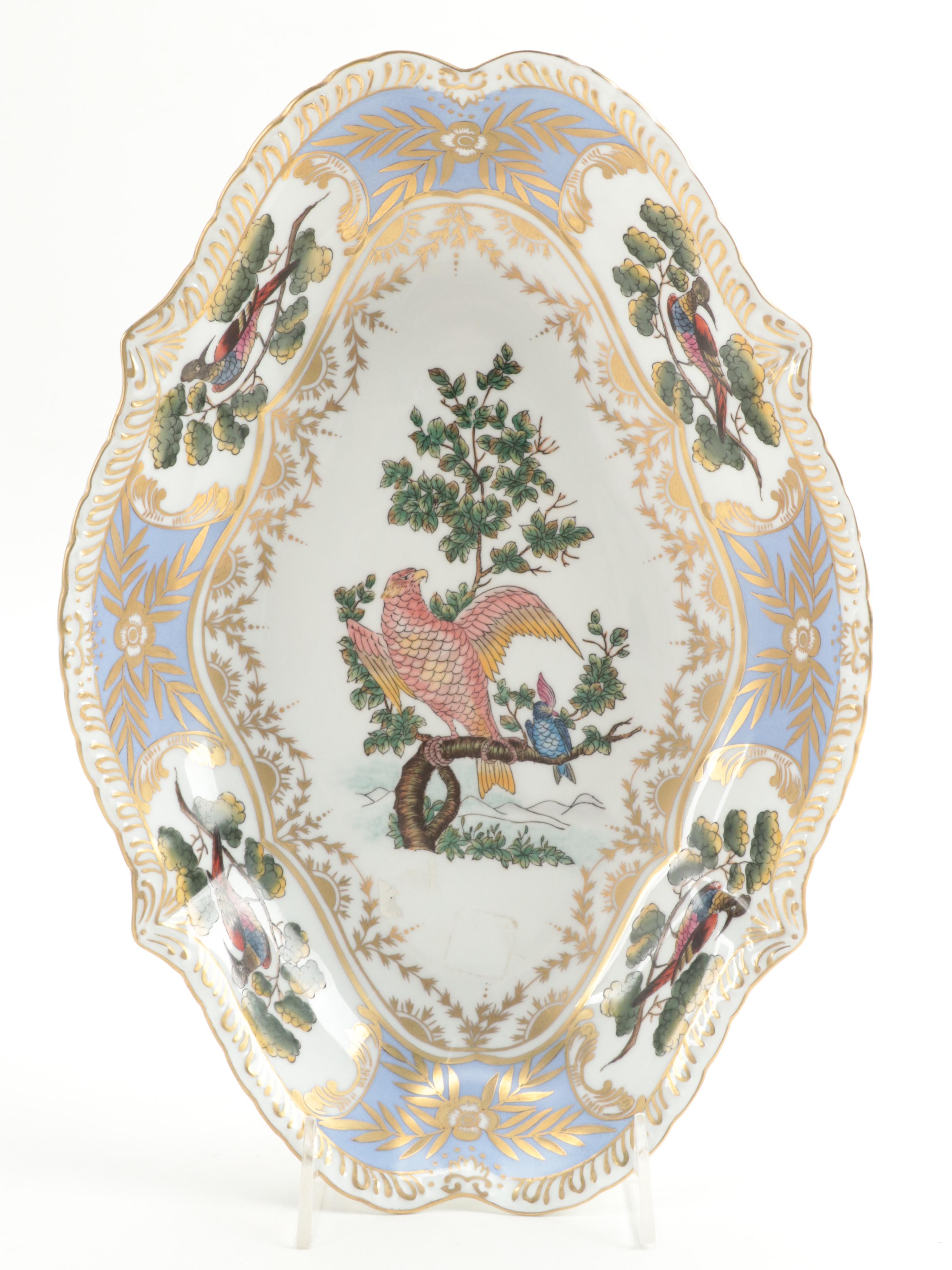 Chelsea House English Style Porcelain Bowl with French Rococo Style Urns