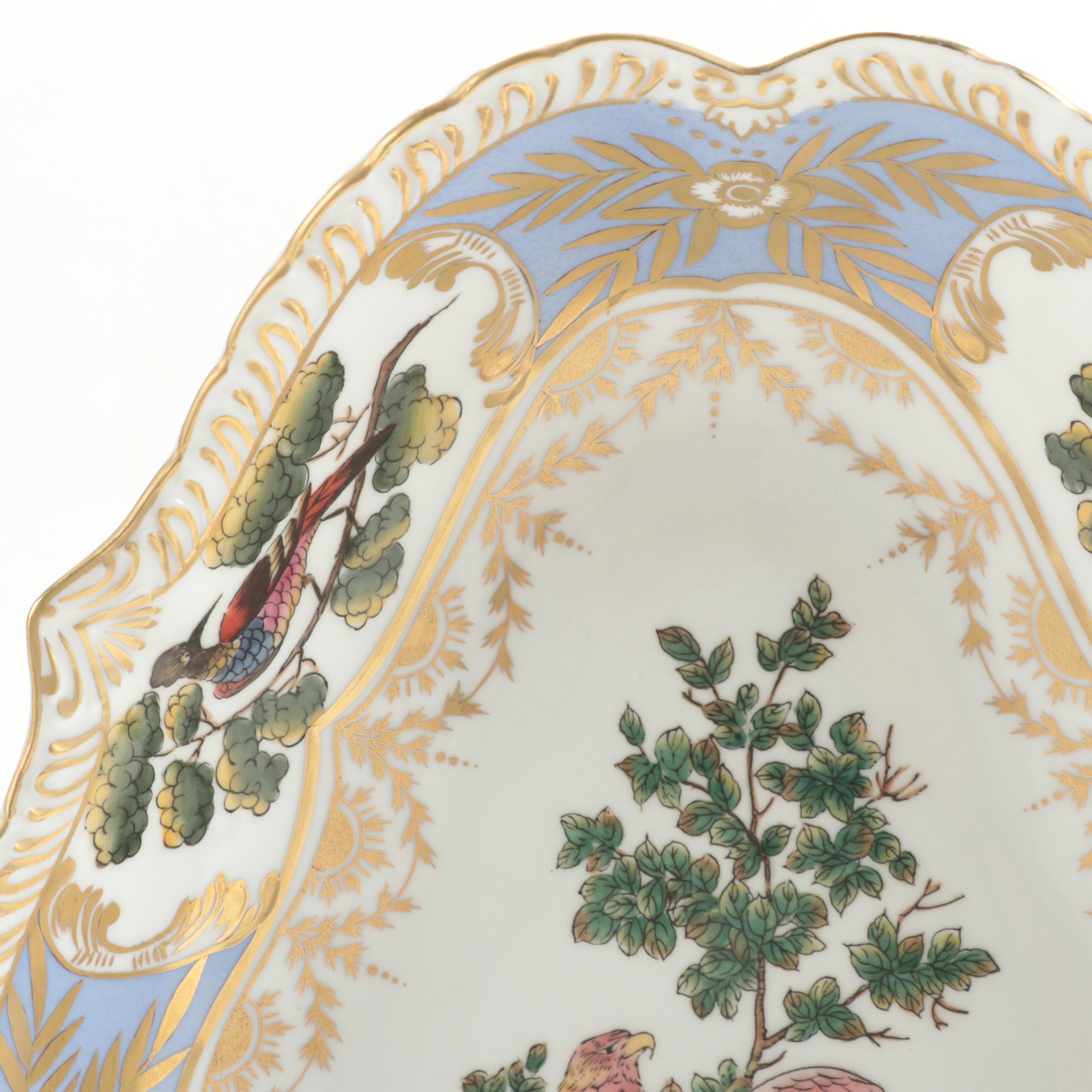 Chelsea House English Style Porcelain Bowl with French Rococo Style Urns