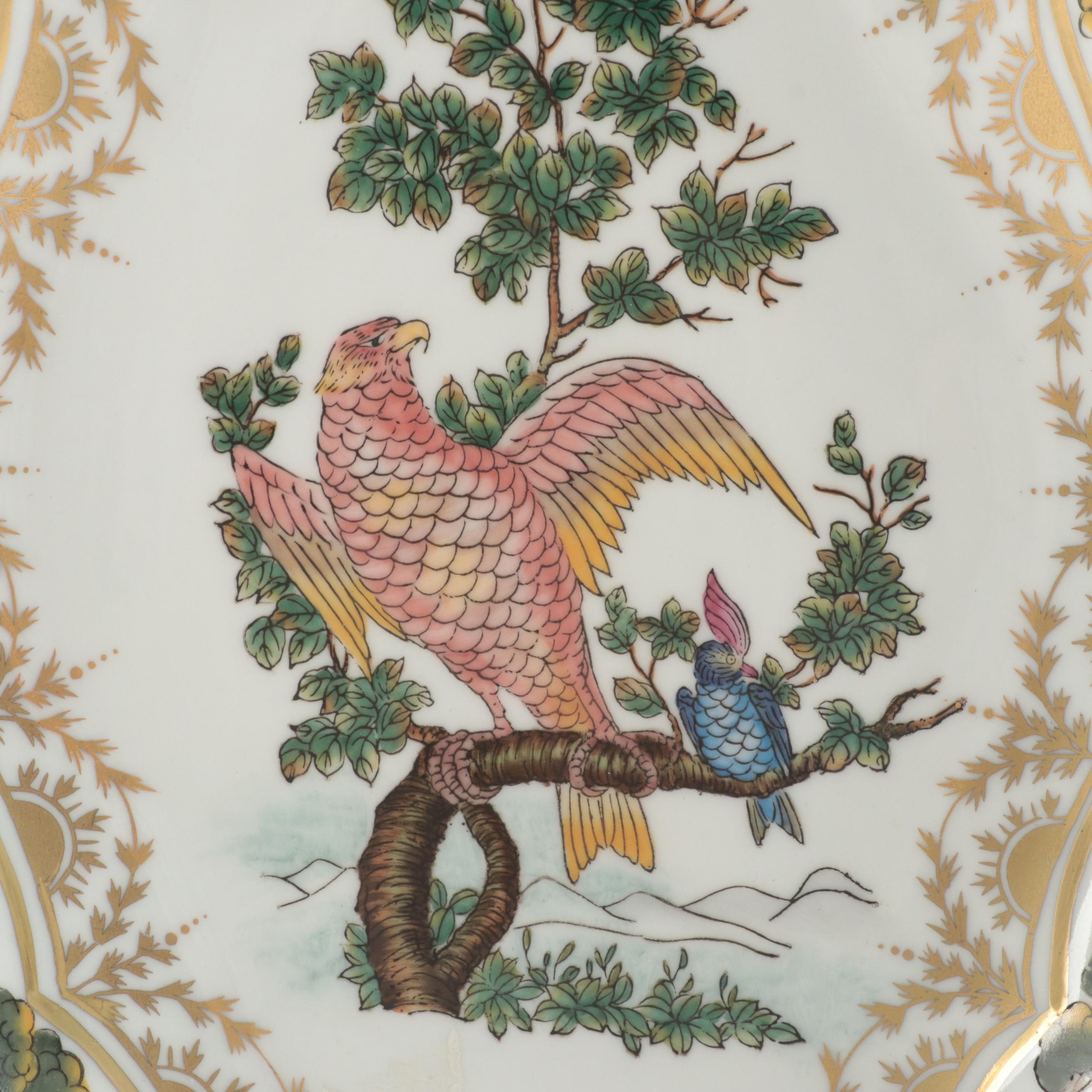 Chelsea House English Style Porcelain Bowl with French Rococo Style Urns