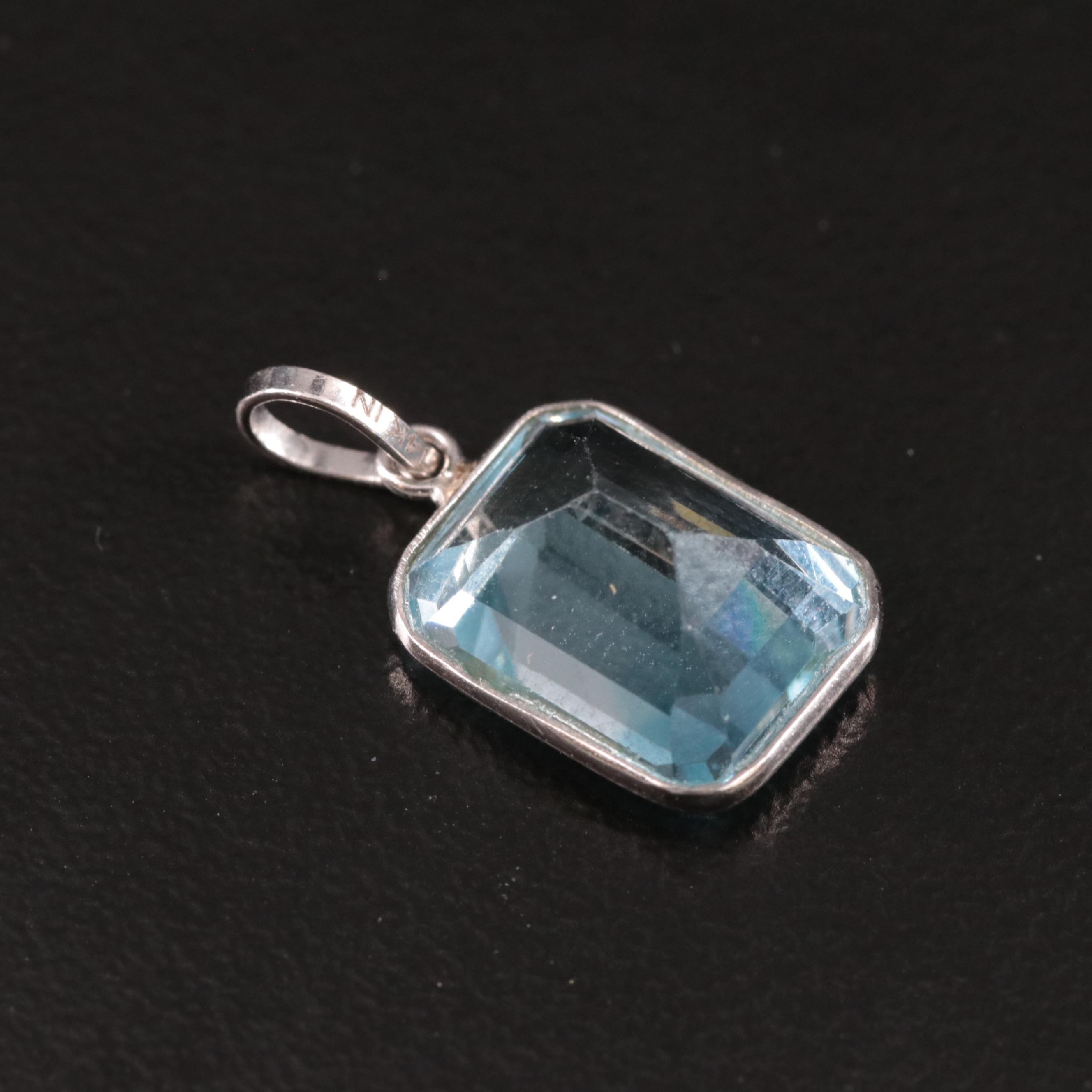 14K Blue Topaz Pendant