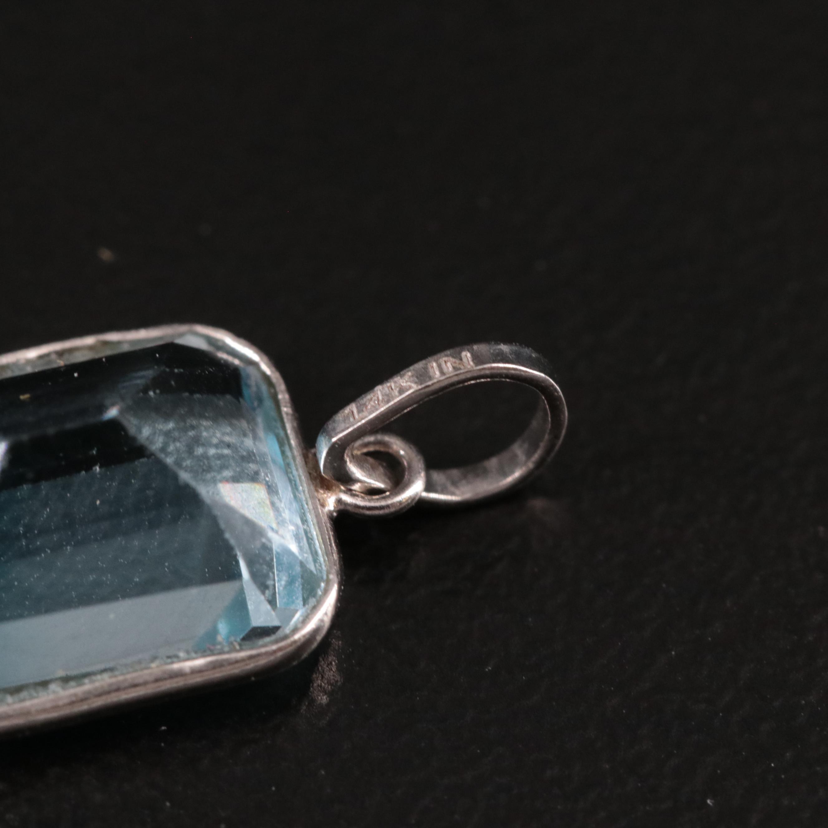 14K Blue Topaz Pendant