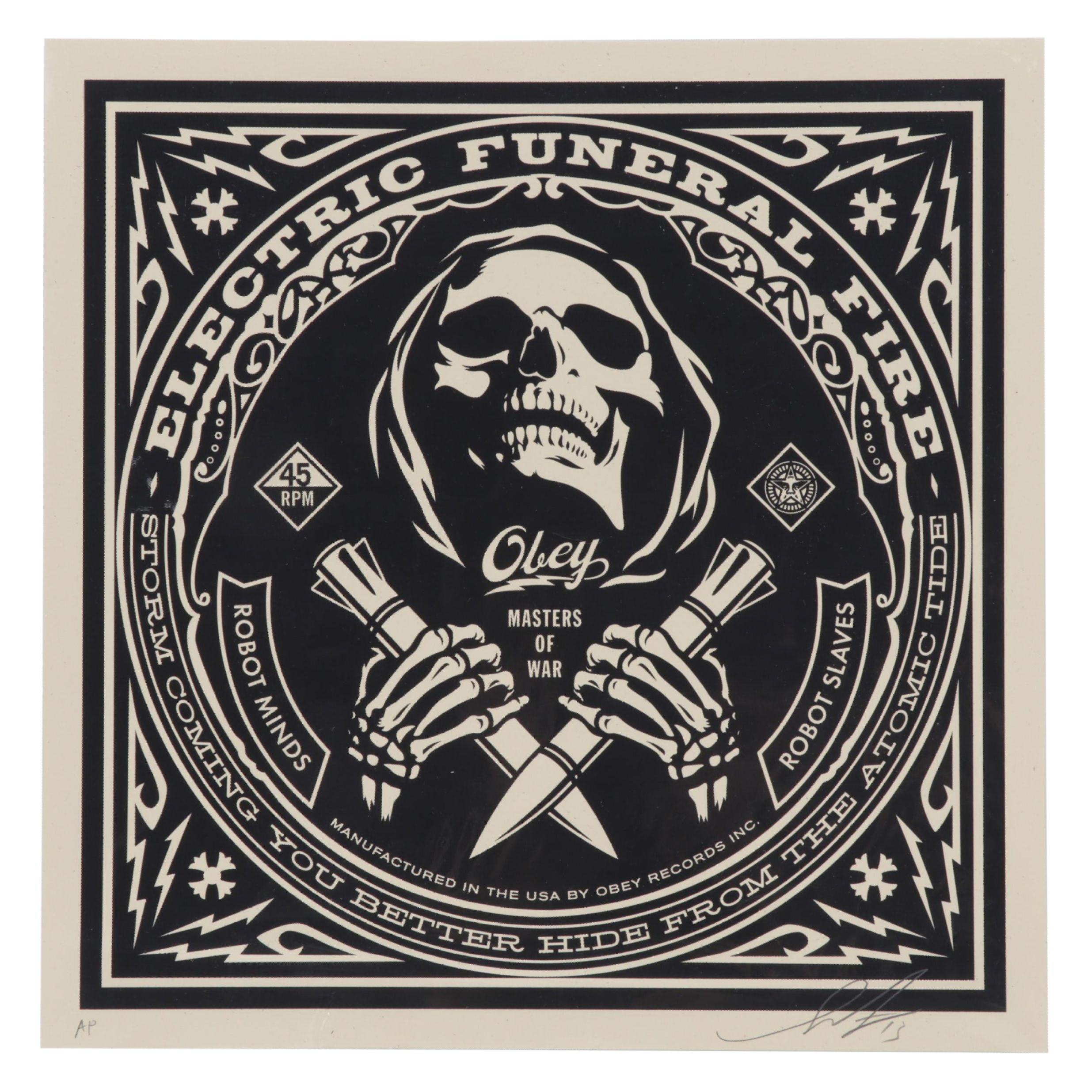 Shepard Fairey Serigraph "Electric Funeral Fire" Album Cover , 2013