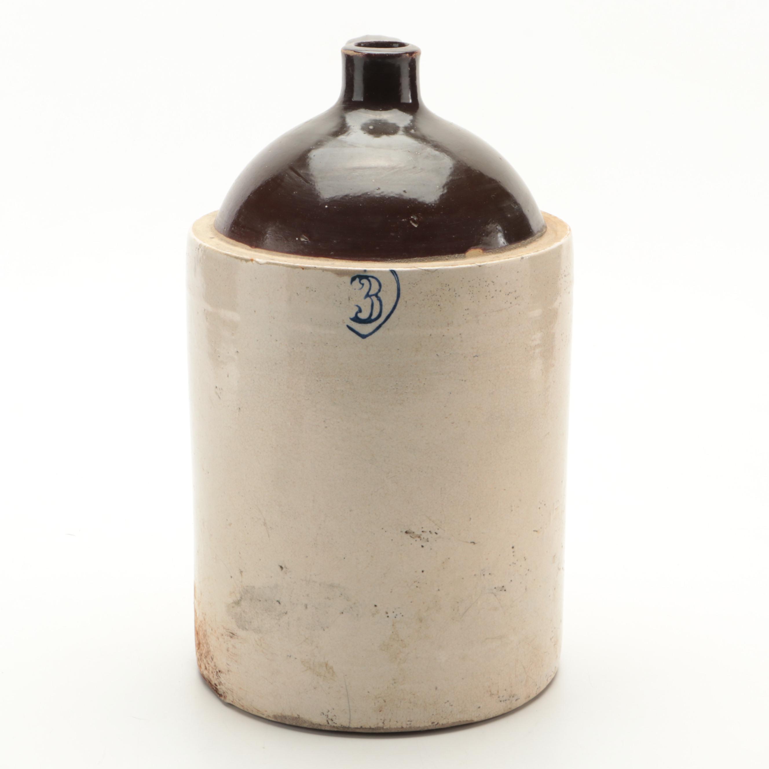 American Two Tone Three Gallon Stoneware Jug, 20th Century