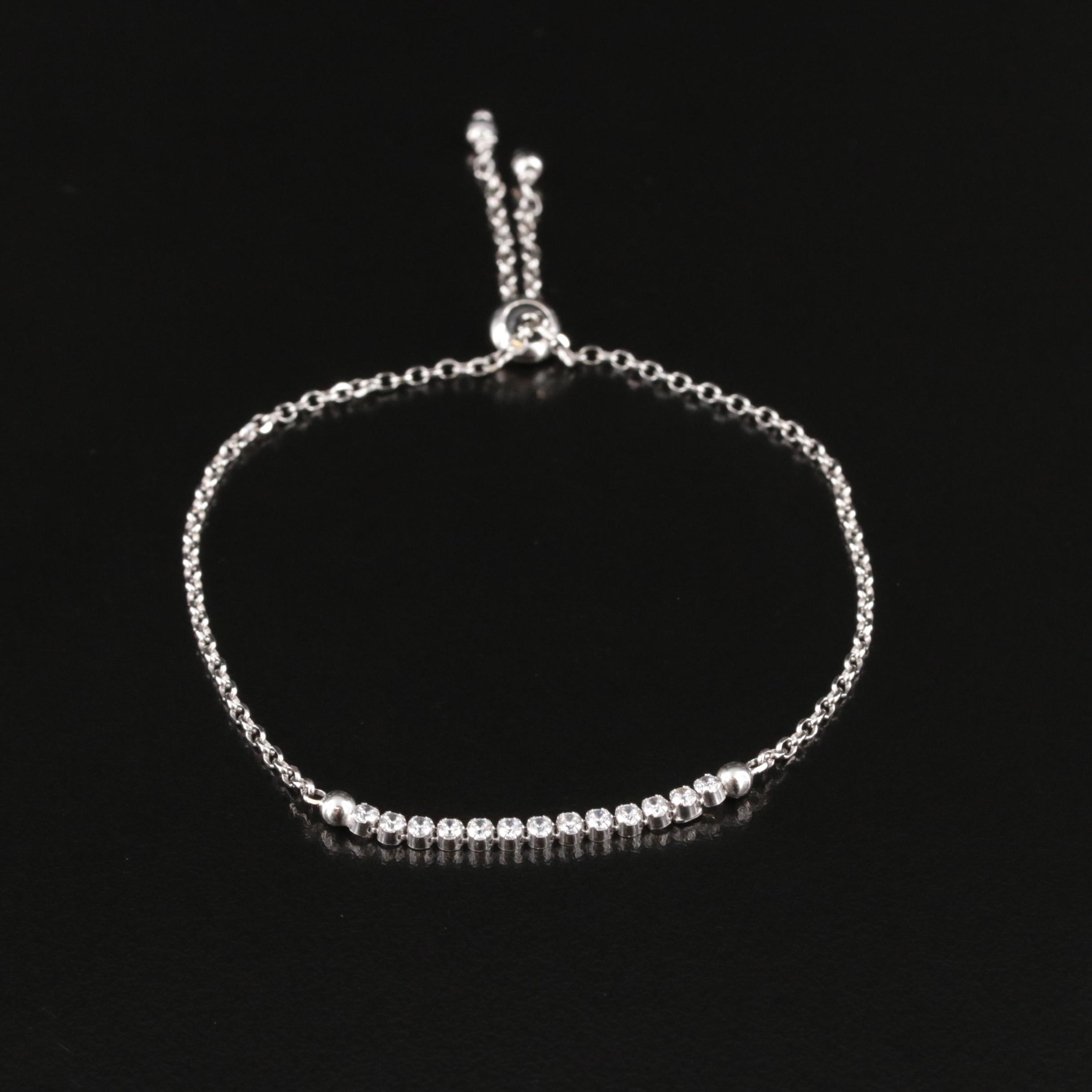 Sterling Cubic Zirconia Bolo Bracelet