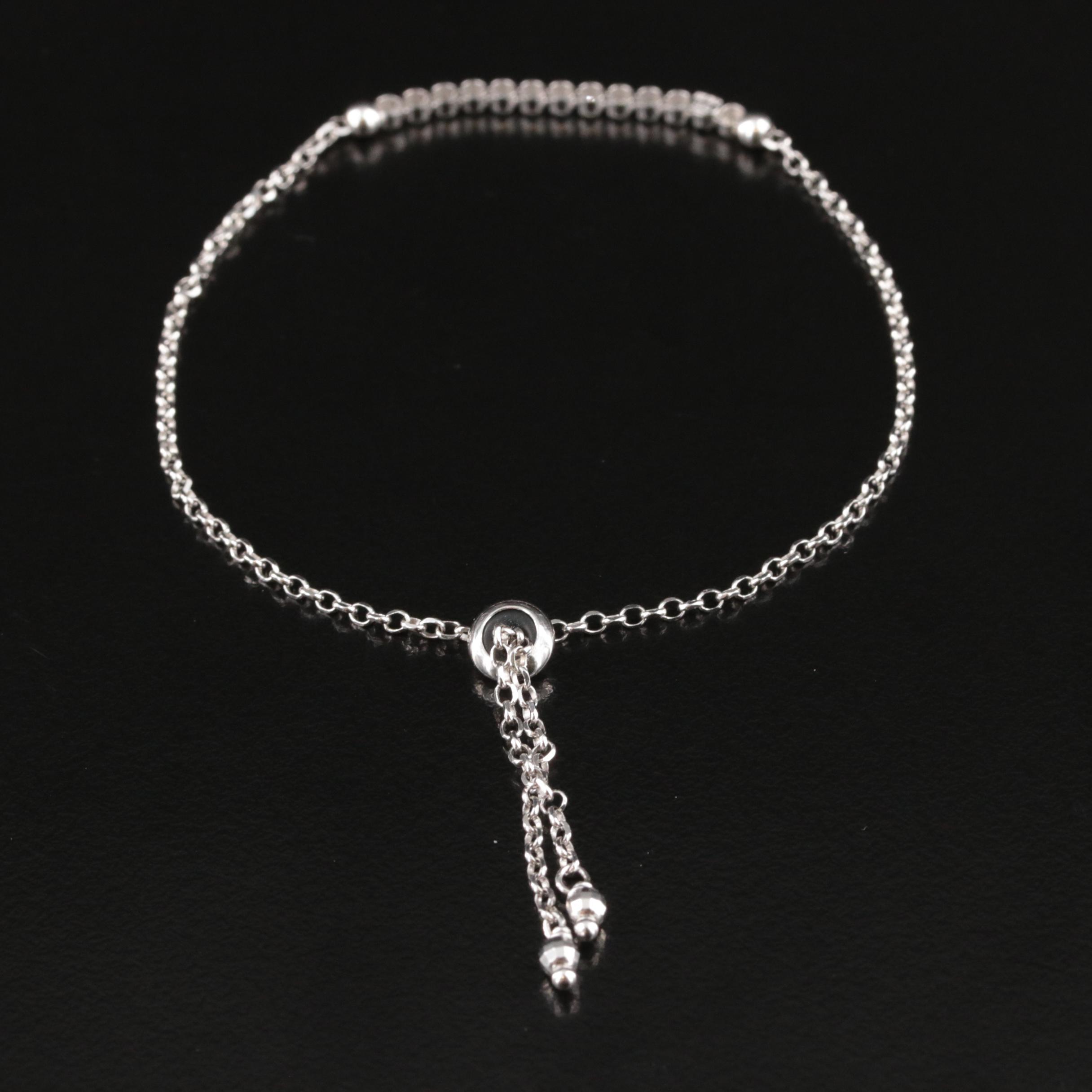Sterling Cubic Zirconia Bolo Bracelet