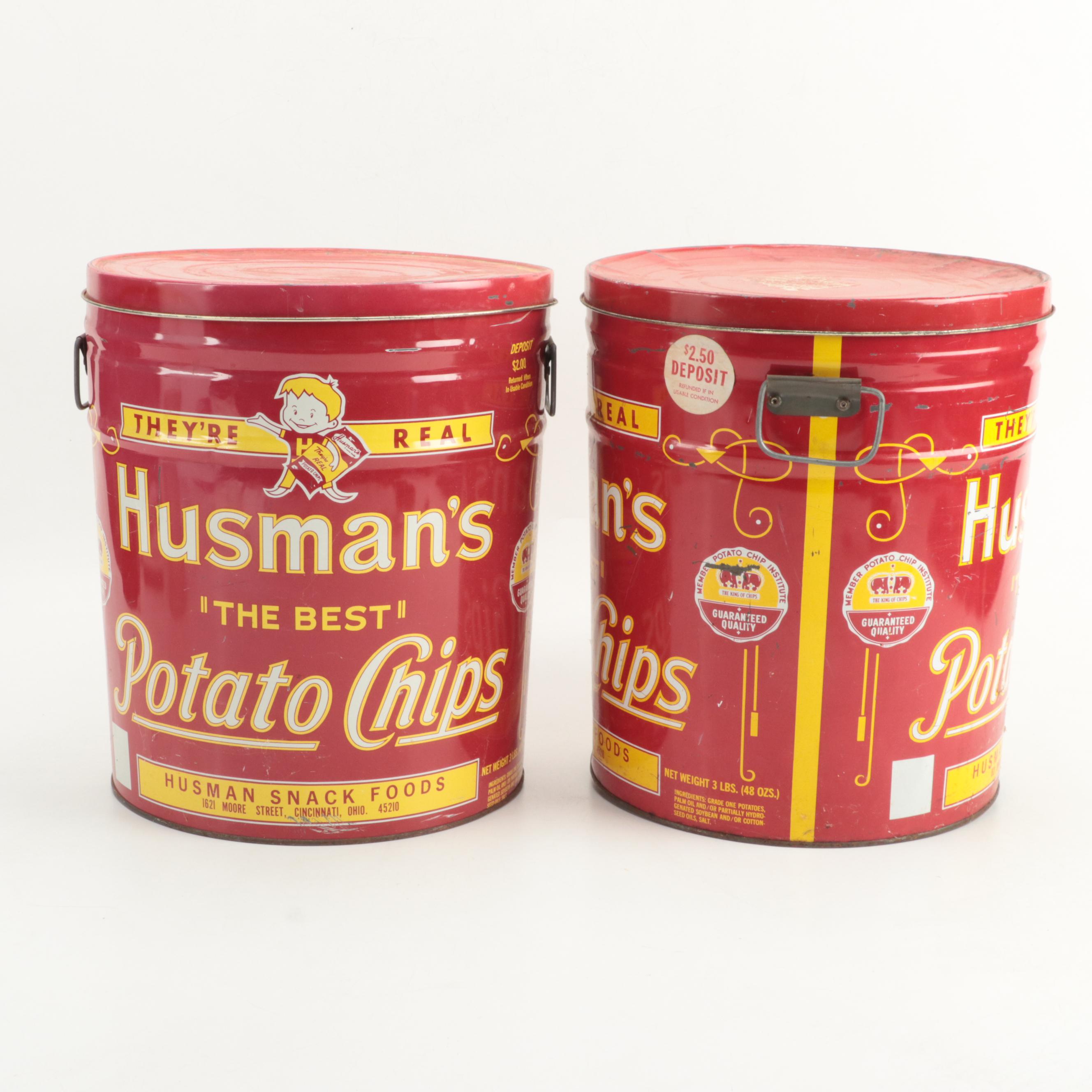 Husman's Potato Chip Tins, Mid-20th Century