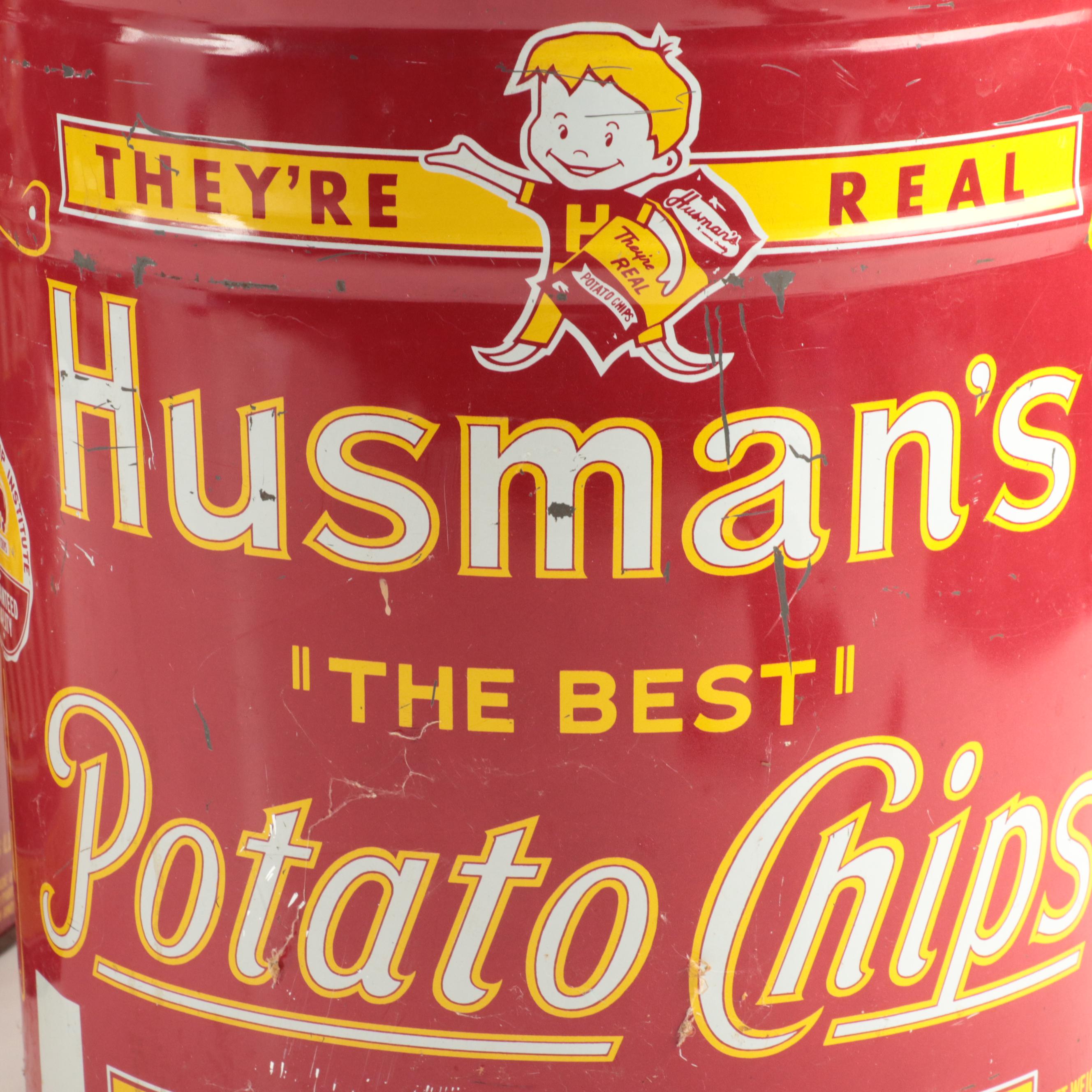 Husman's Potato Chip Tins, Mid-20th Century