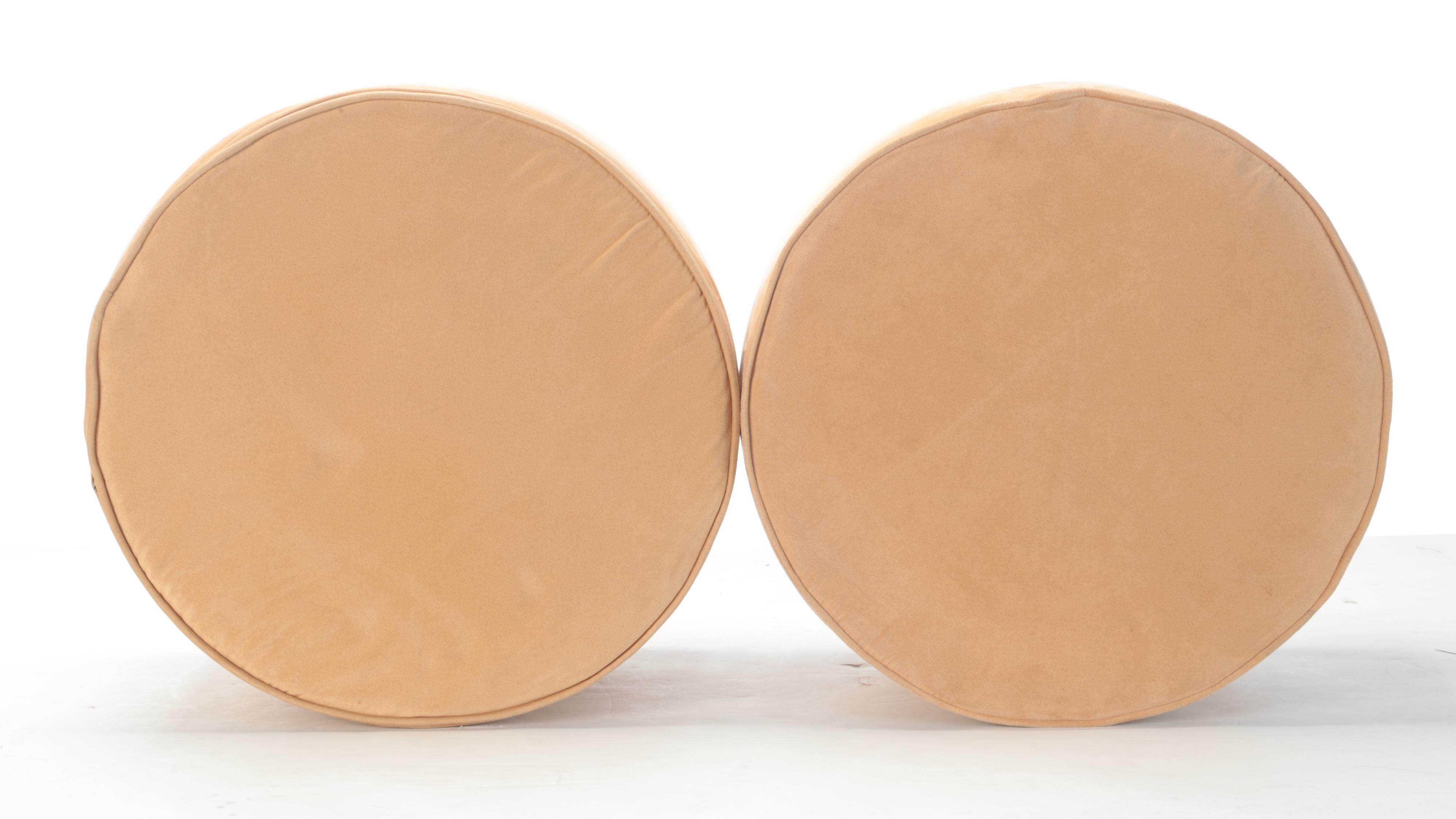 Pair of Microfiber Upholstered Drum Ottomans