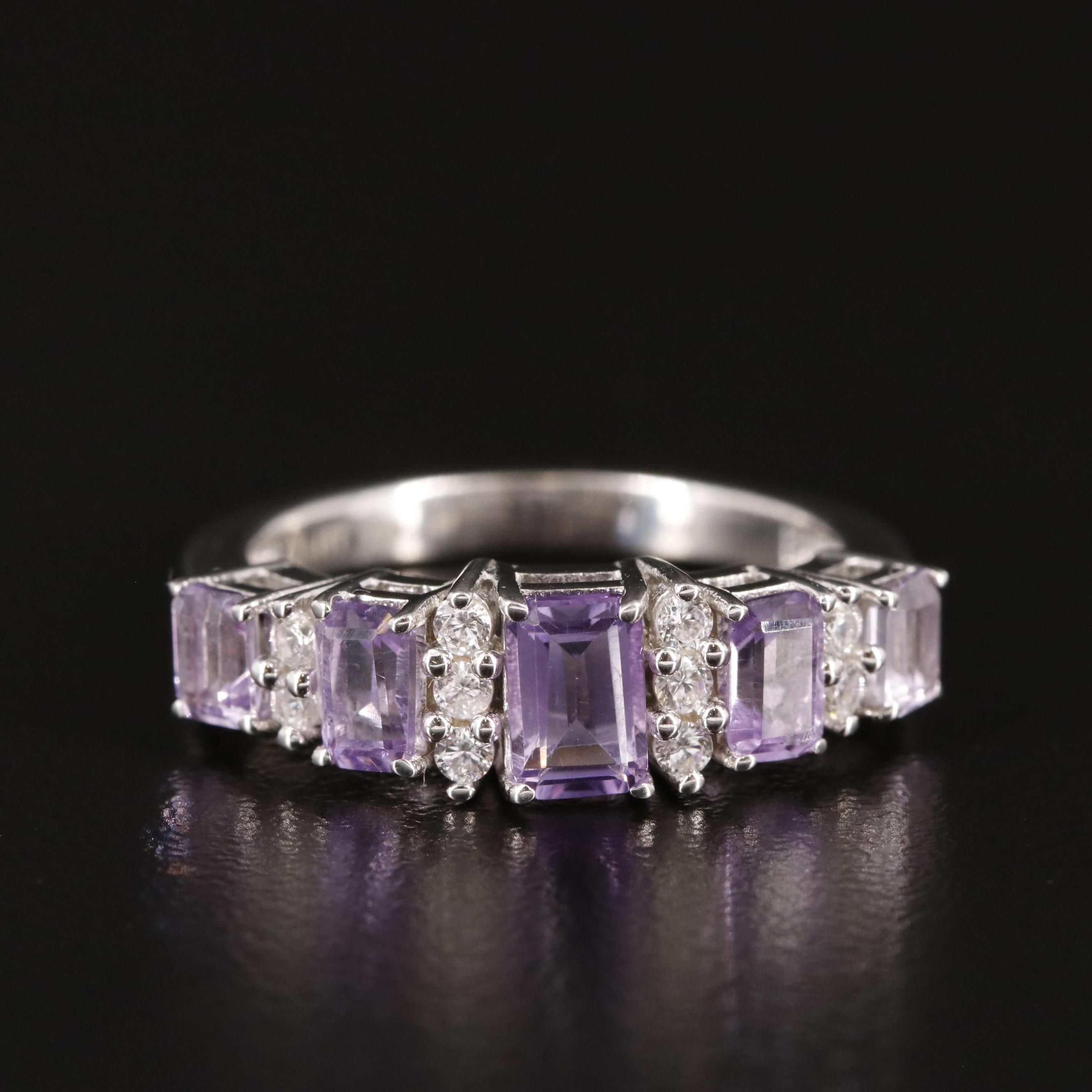 Sterling Amethyst and White Topaz Ring