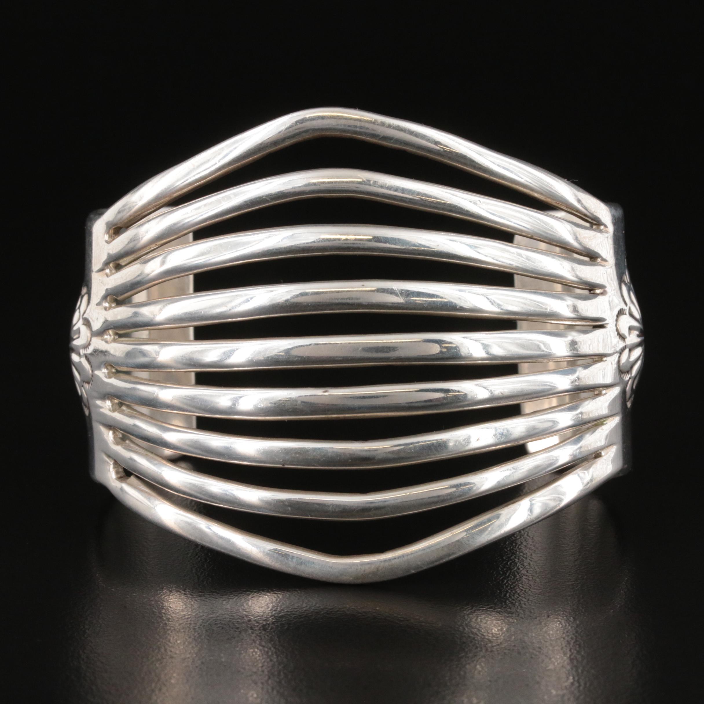 Southwestern Sterling Banded Cuff with Stampwork