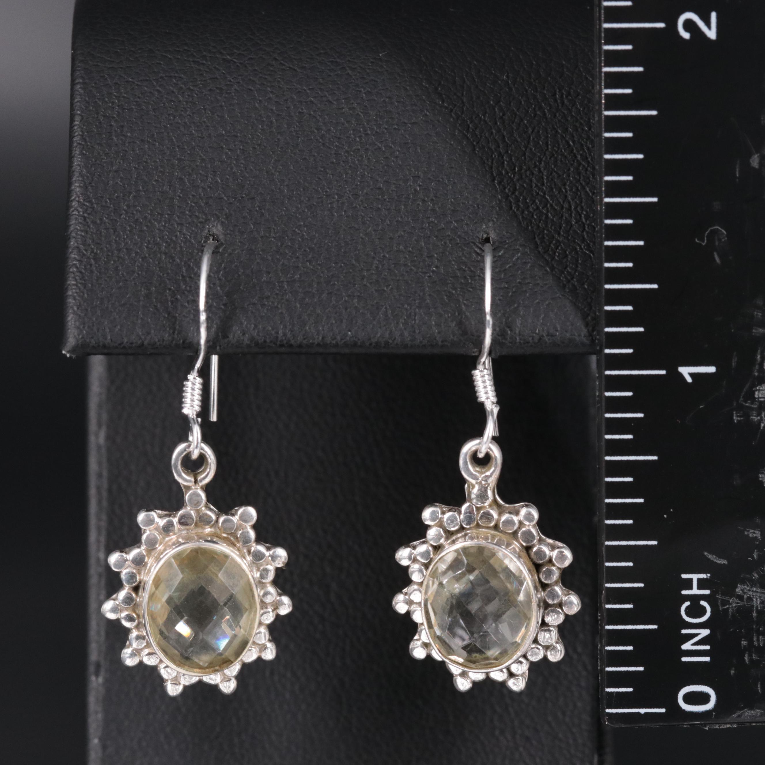 Sterling Silver Quartz Dangle Earrings