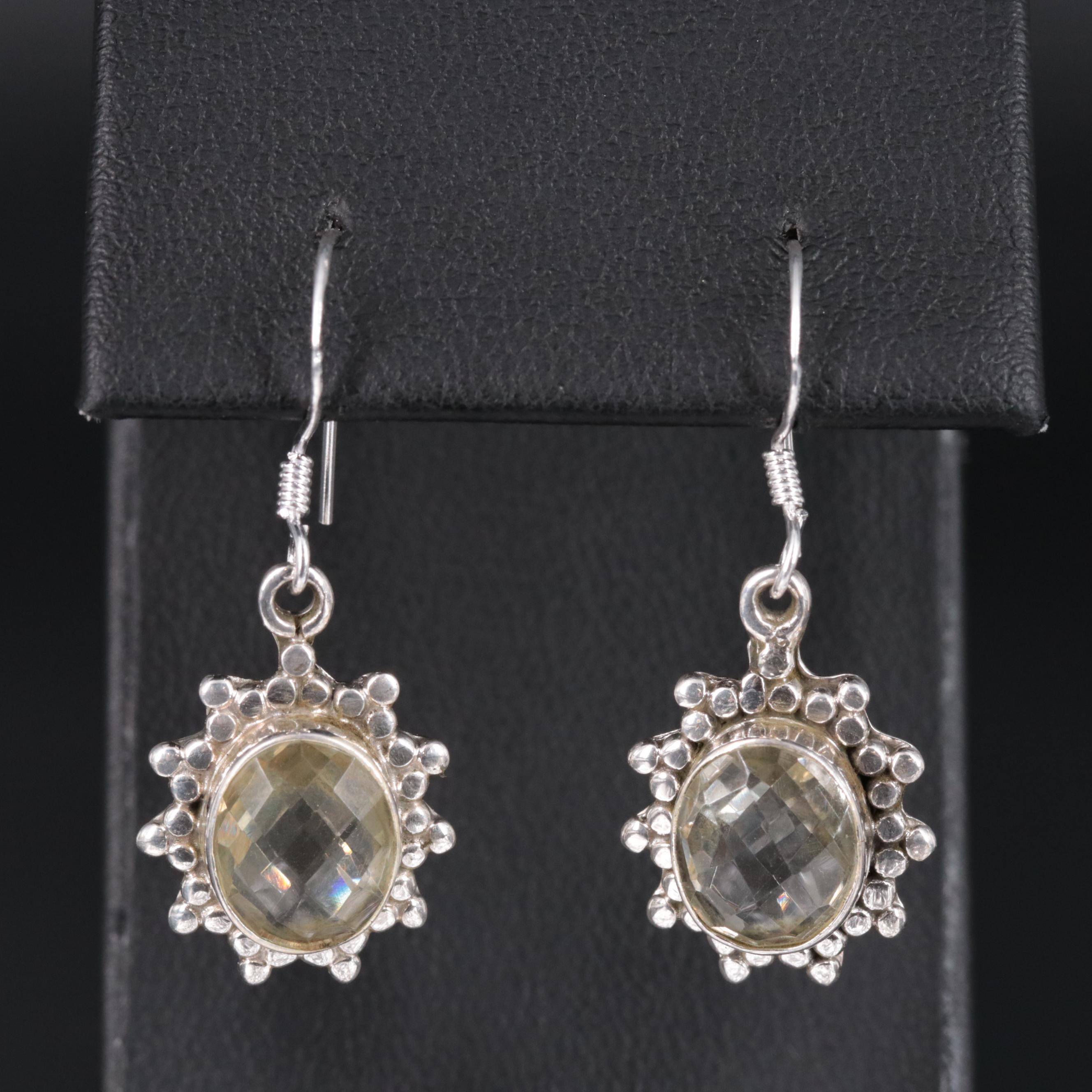 Sterling Silver Quartz Dangle Earrings