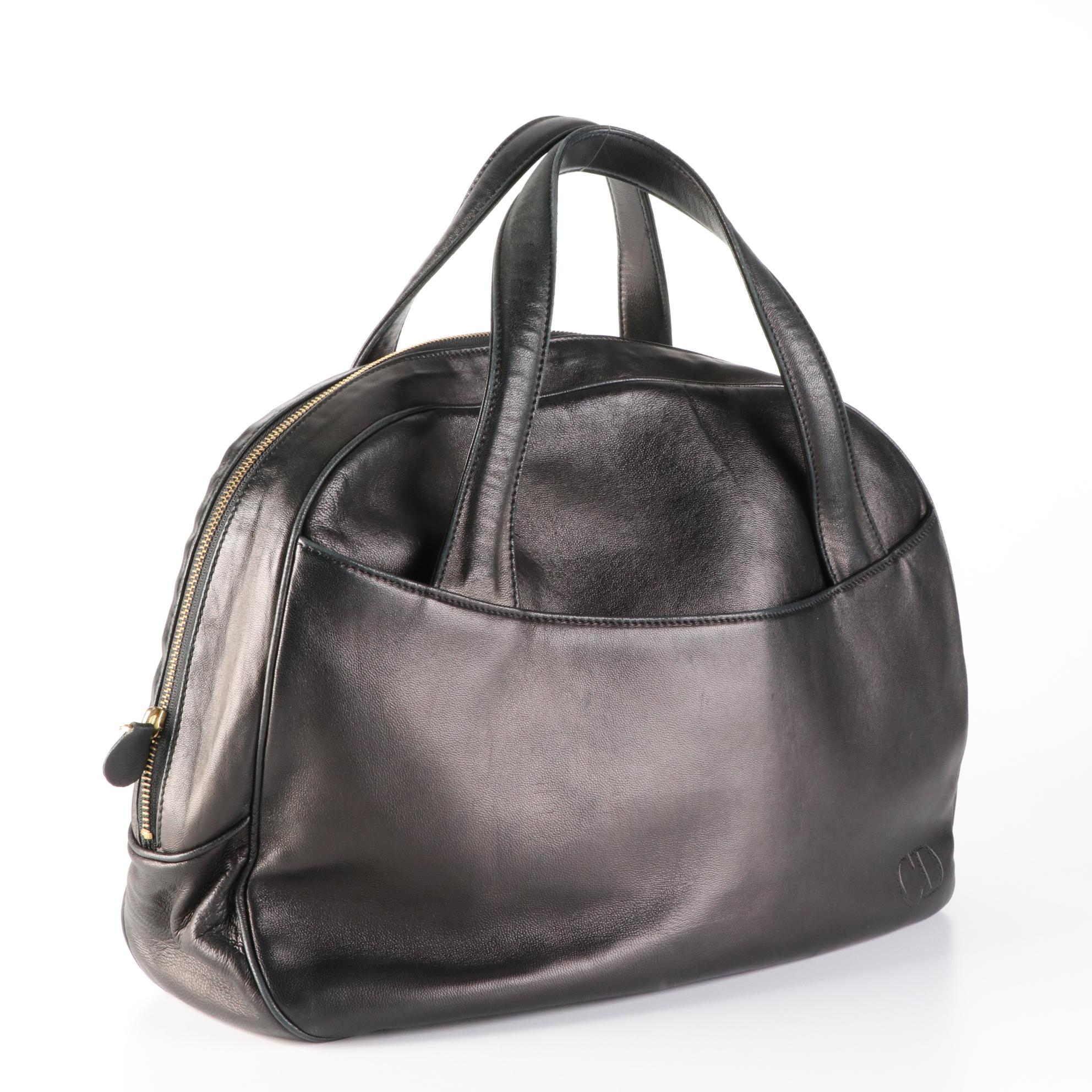 Christian Dior Lambskin Leather Handbag with Cannage Monogram