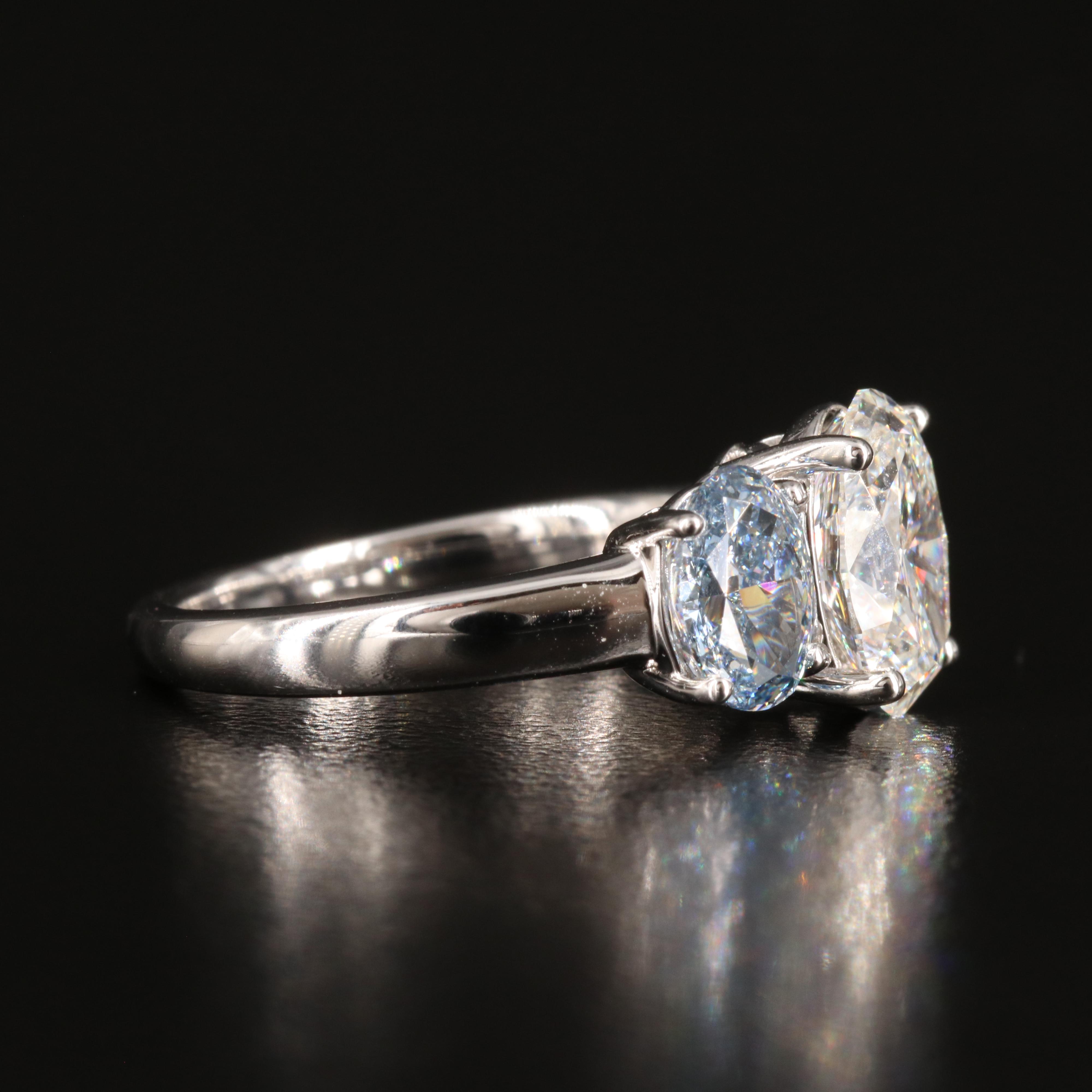 14K 3.61 CTW Lab Grown Diamond Three Stone Ring with Online Digital GIA Report