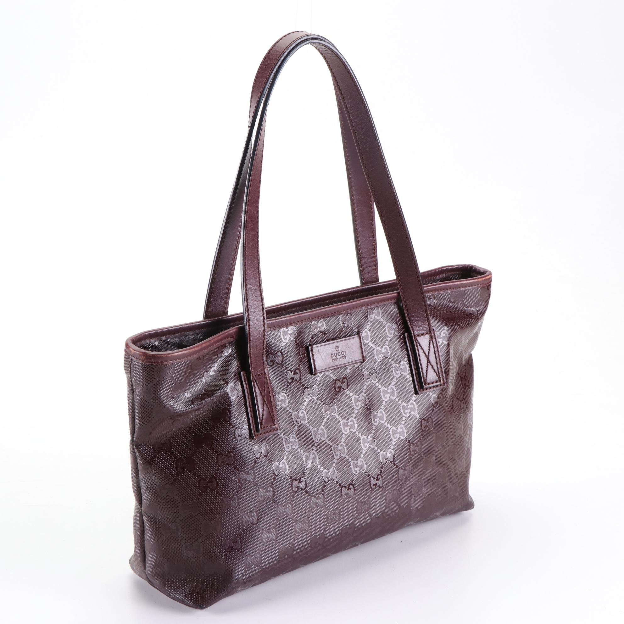 Gucci GG Imprime Coated Canvas and Leather Tote