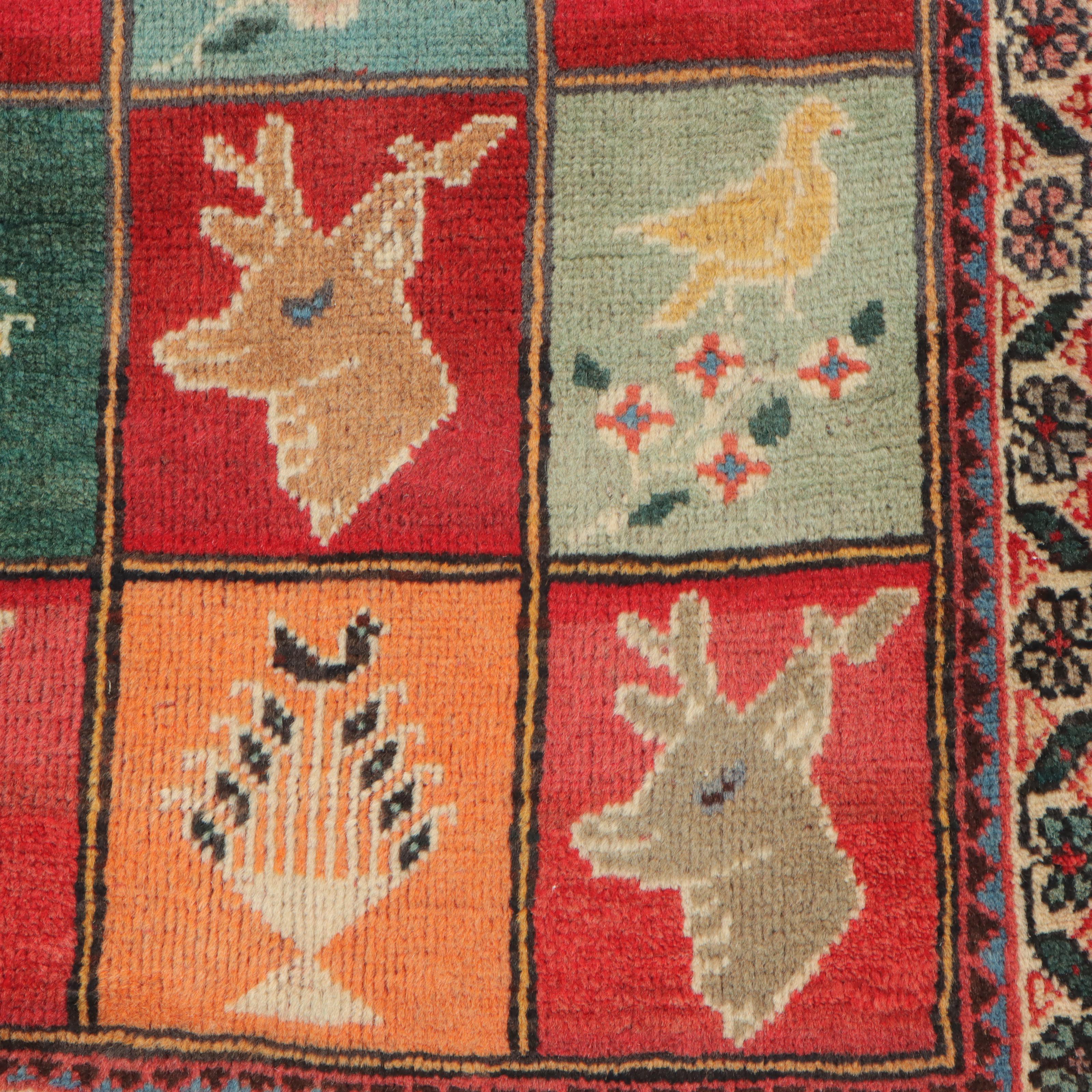 3'4 x 5' Hand-Knotted Persian Kurdish Christmas Theme Accent Rug