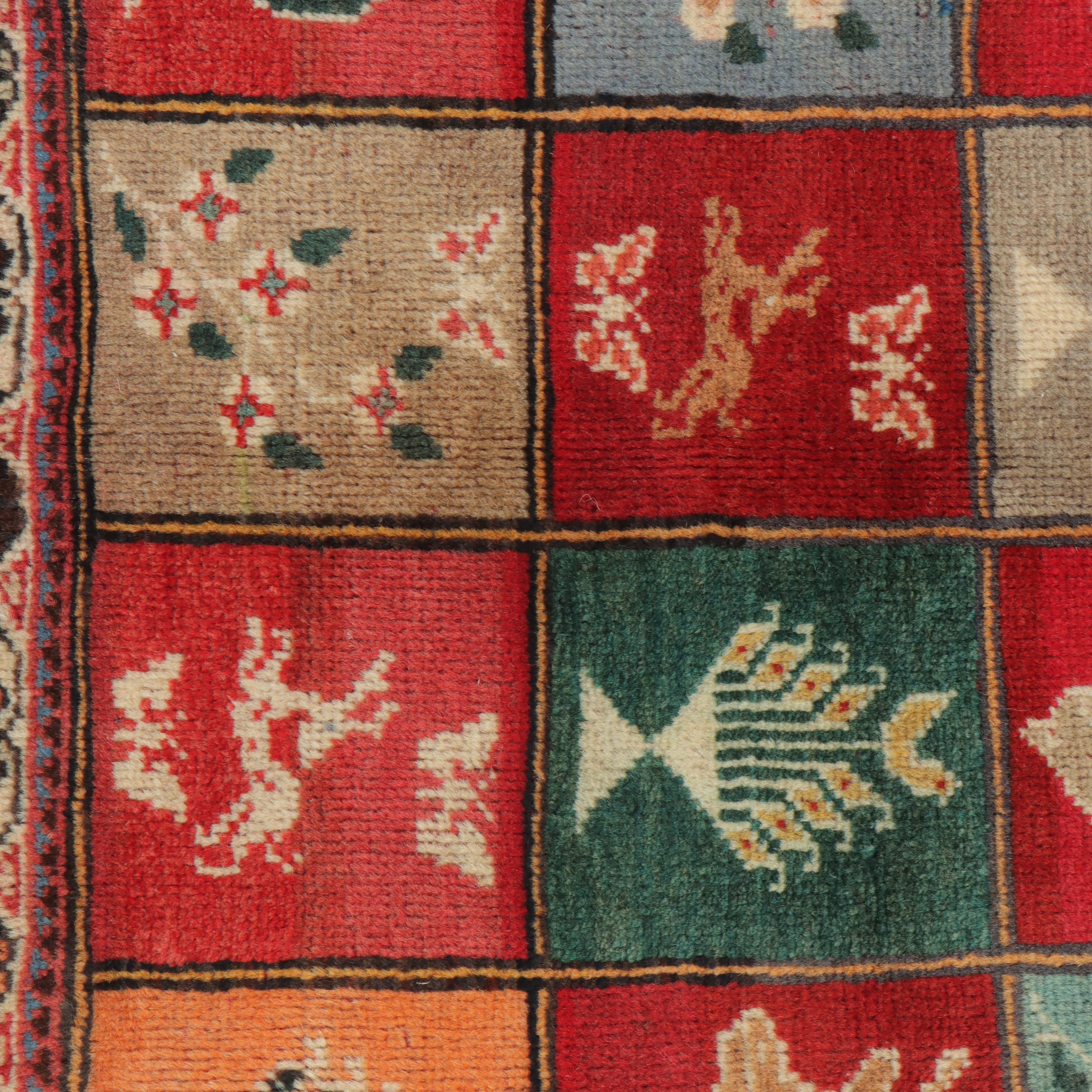 3'4 x 5' Hand-Knotted Persian Kurdish Christmas Theme Accent Rug