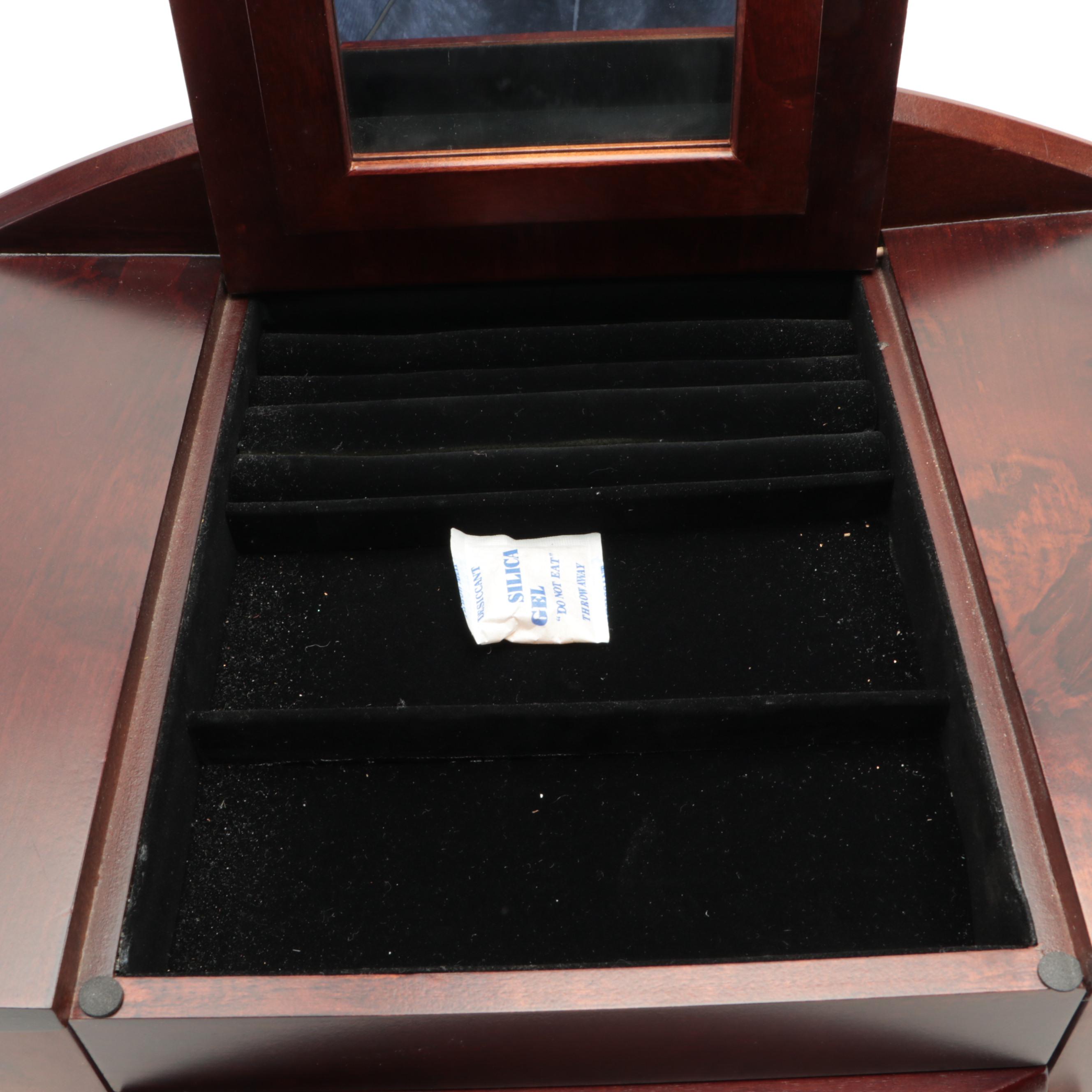 Mahogany Finish Wooden Jewelry Chest