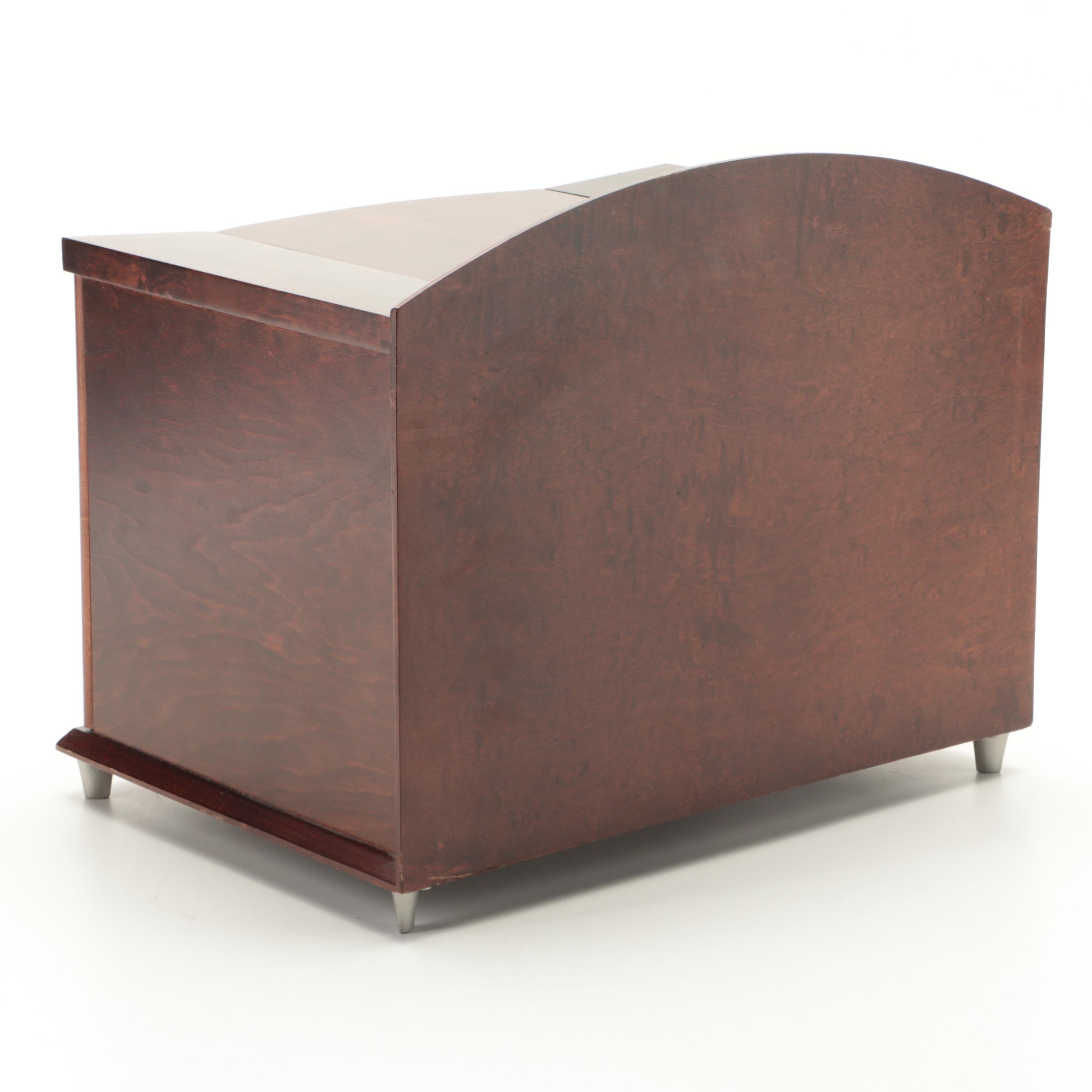 Mahogany Finish Wooden Jewelry Chest