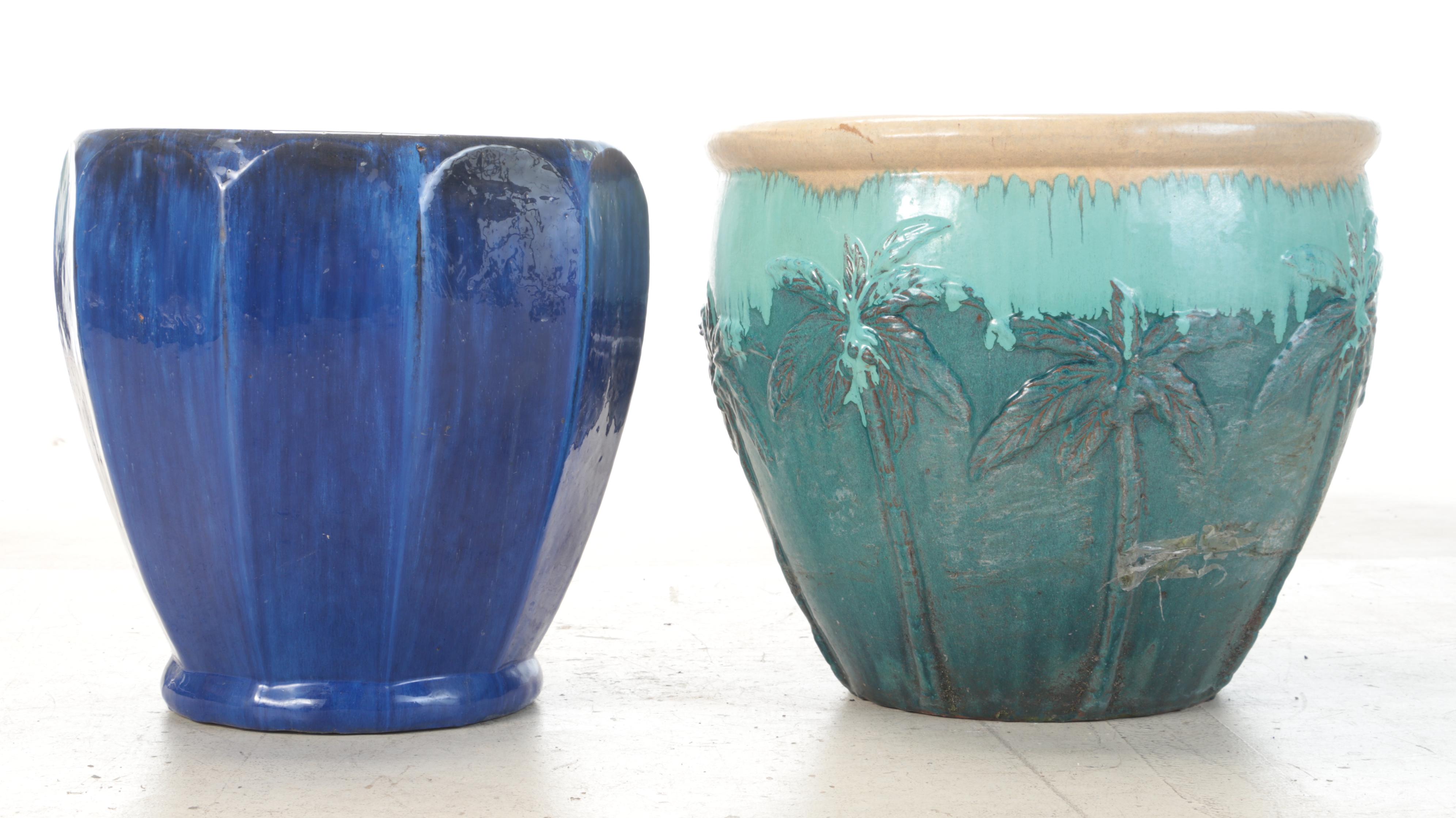 Drip Glaze and Cobalt Blue Terracotta Planters