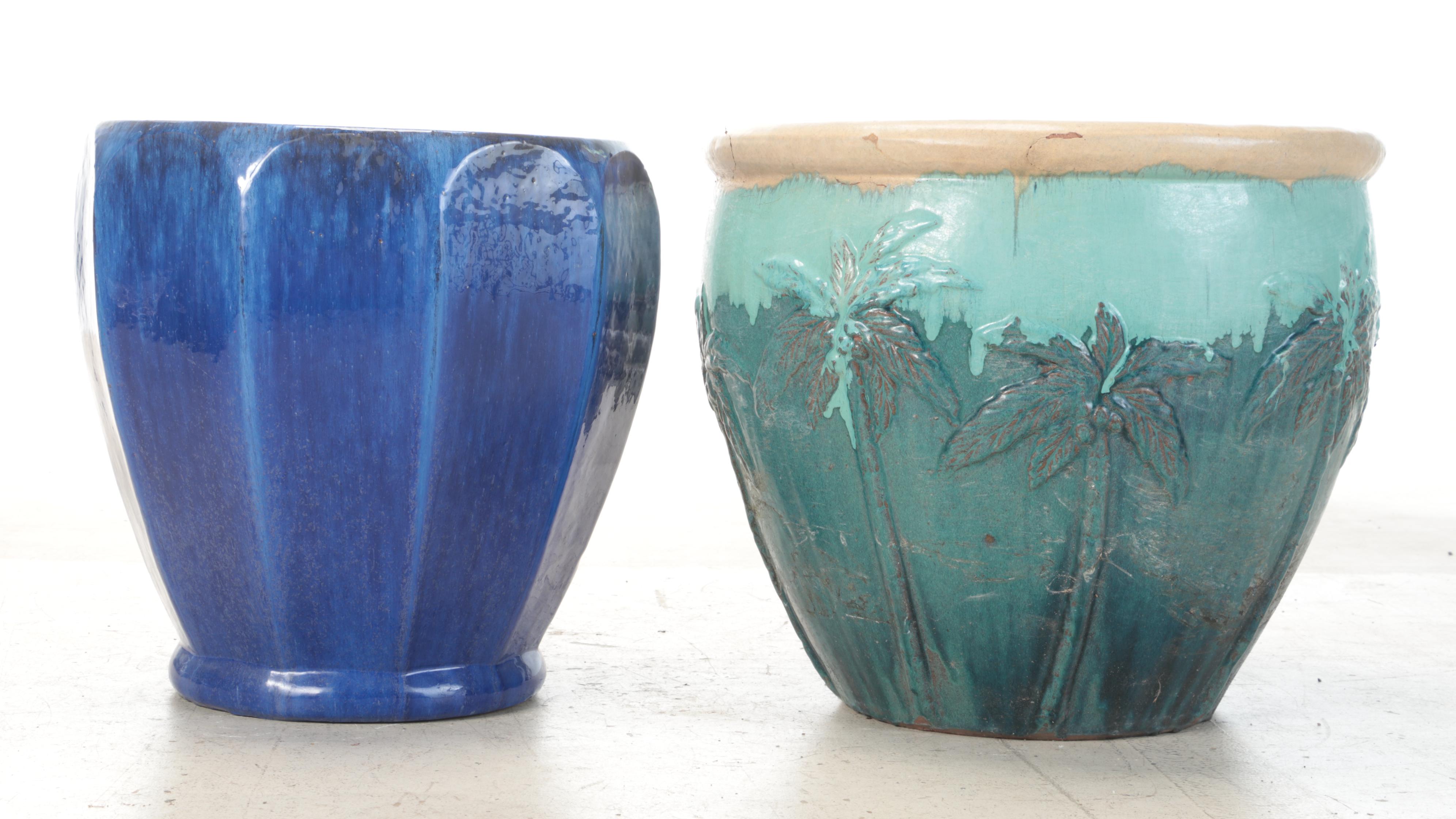 Drip Glaze and Cobalt Blue Terracotta Planters