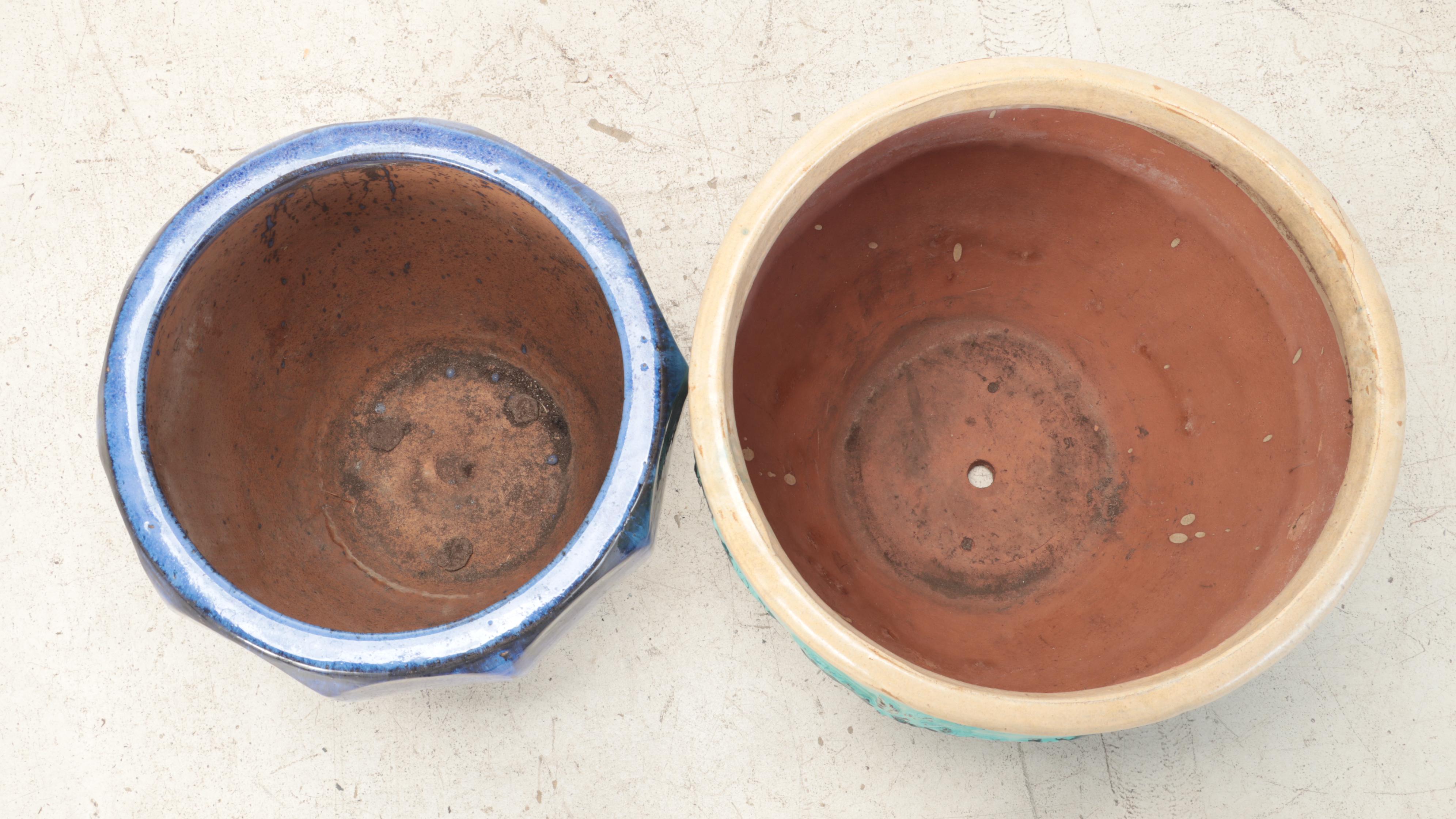 Drip Glaze and Cobalt Blue Terracotta Planters