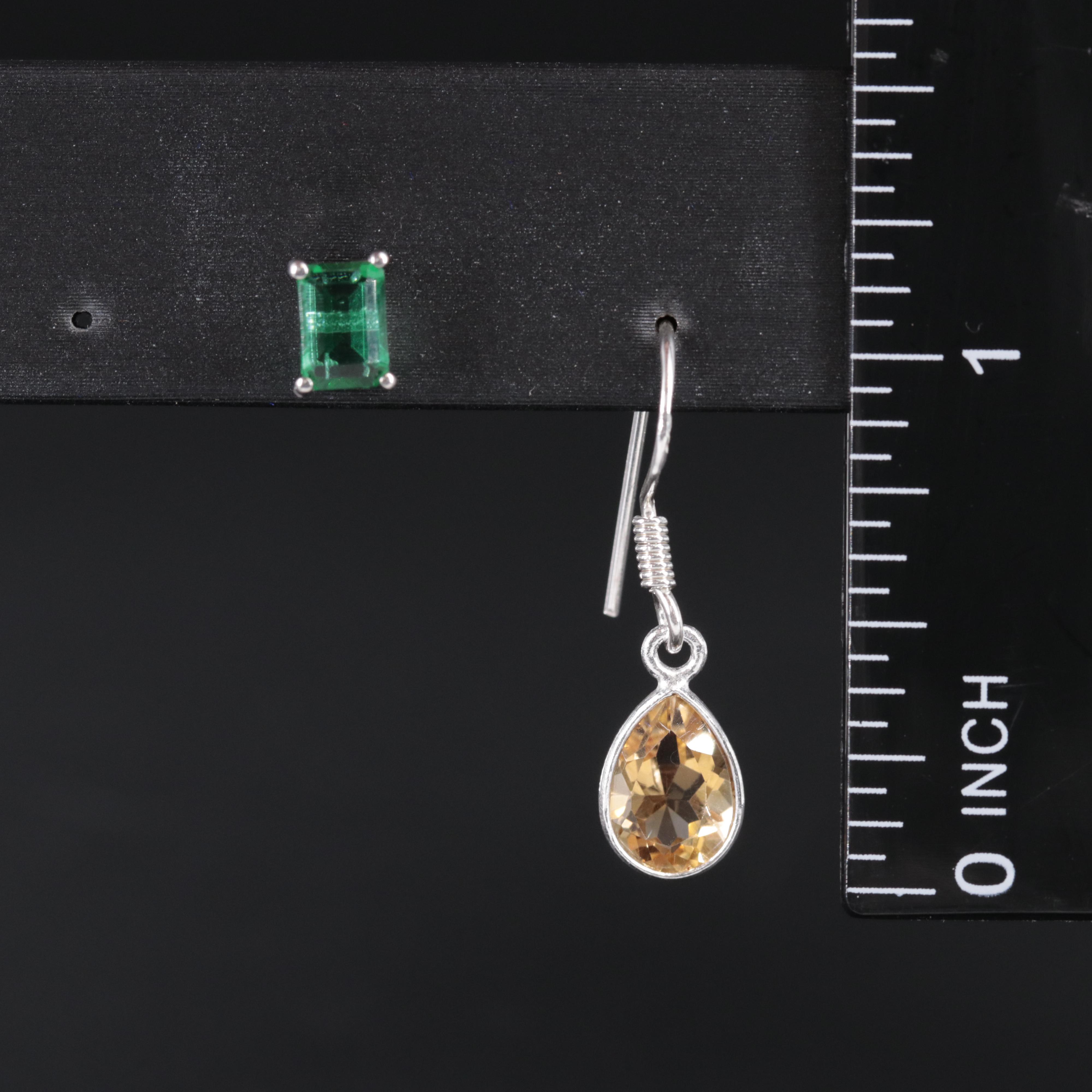 Sterling Silver Earring Duo Including Citrine and Gemstones