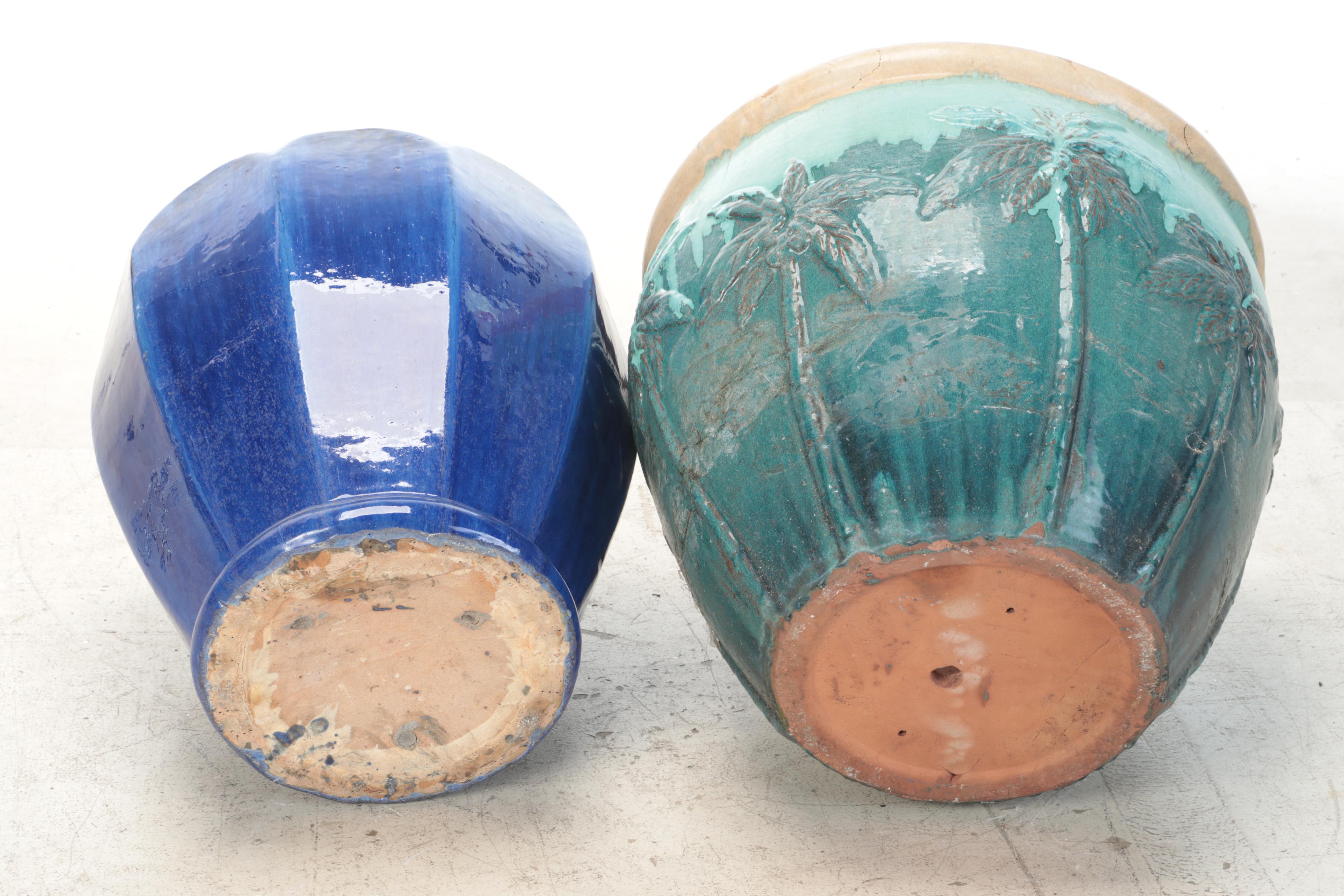 Drip Glaze and Cobalt Blue Terracotta Planters