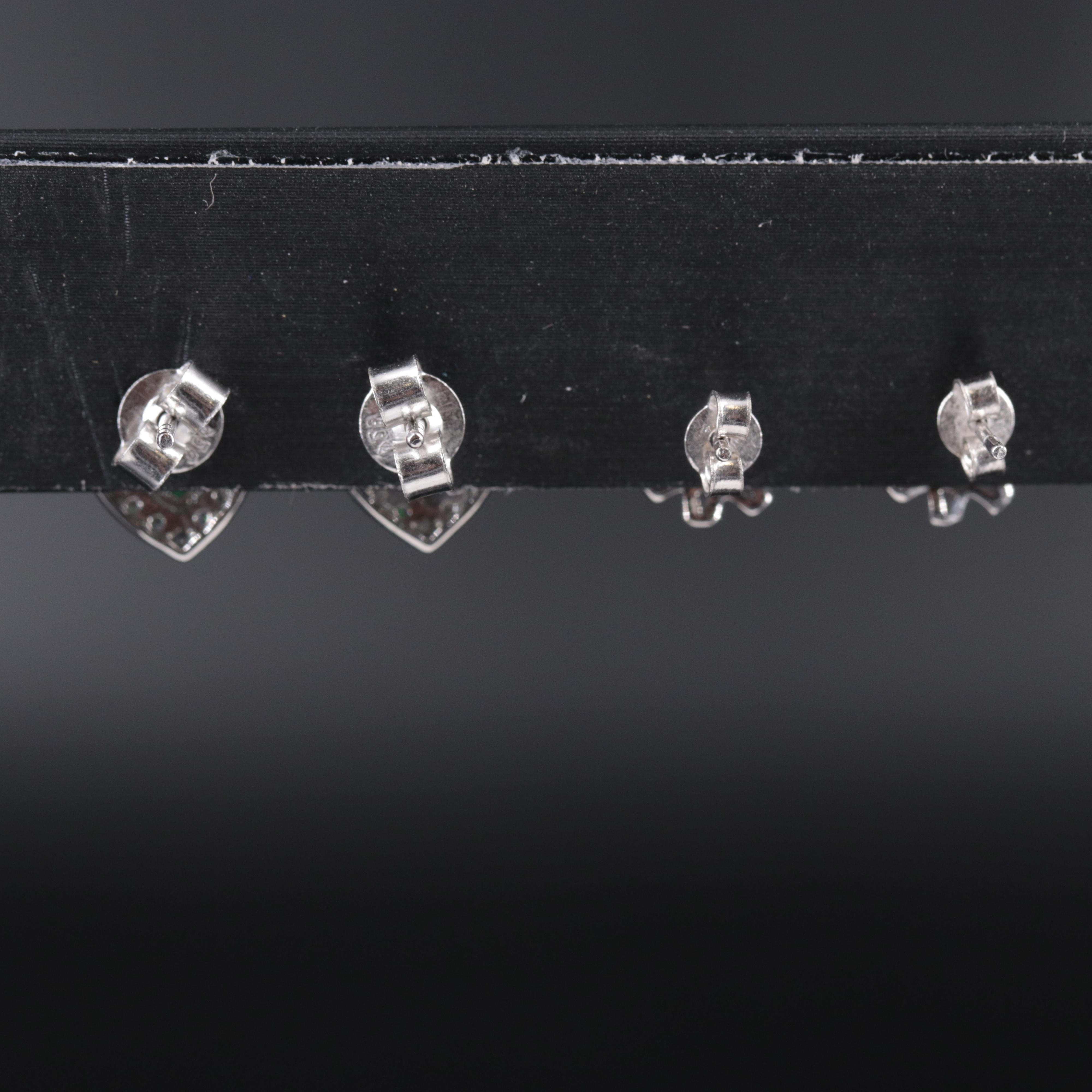 Sterling Silver Stud Earring Collection Including Emerald