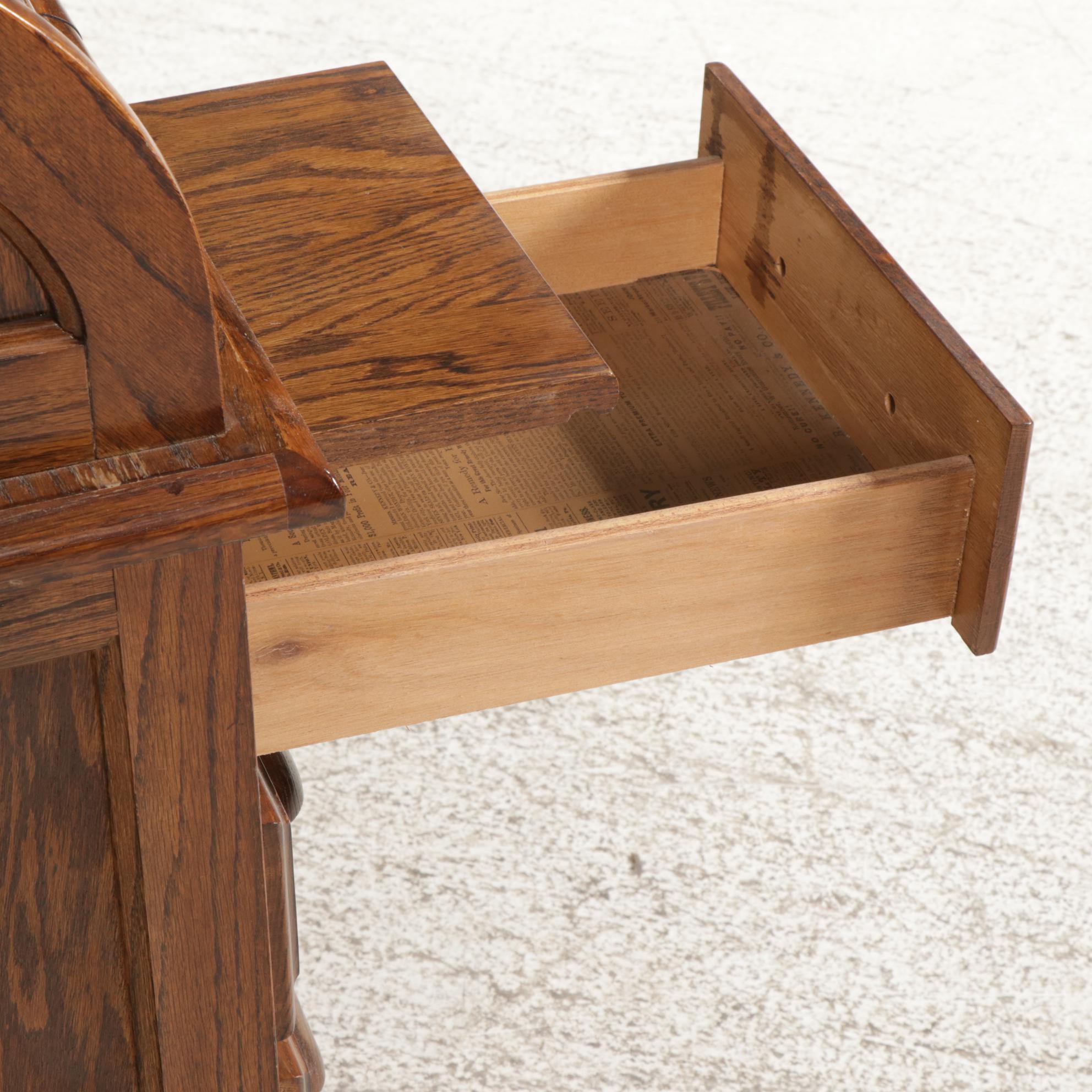 Oak Roll Top Computer Desk, Late 20th Century