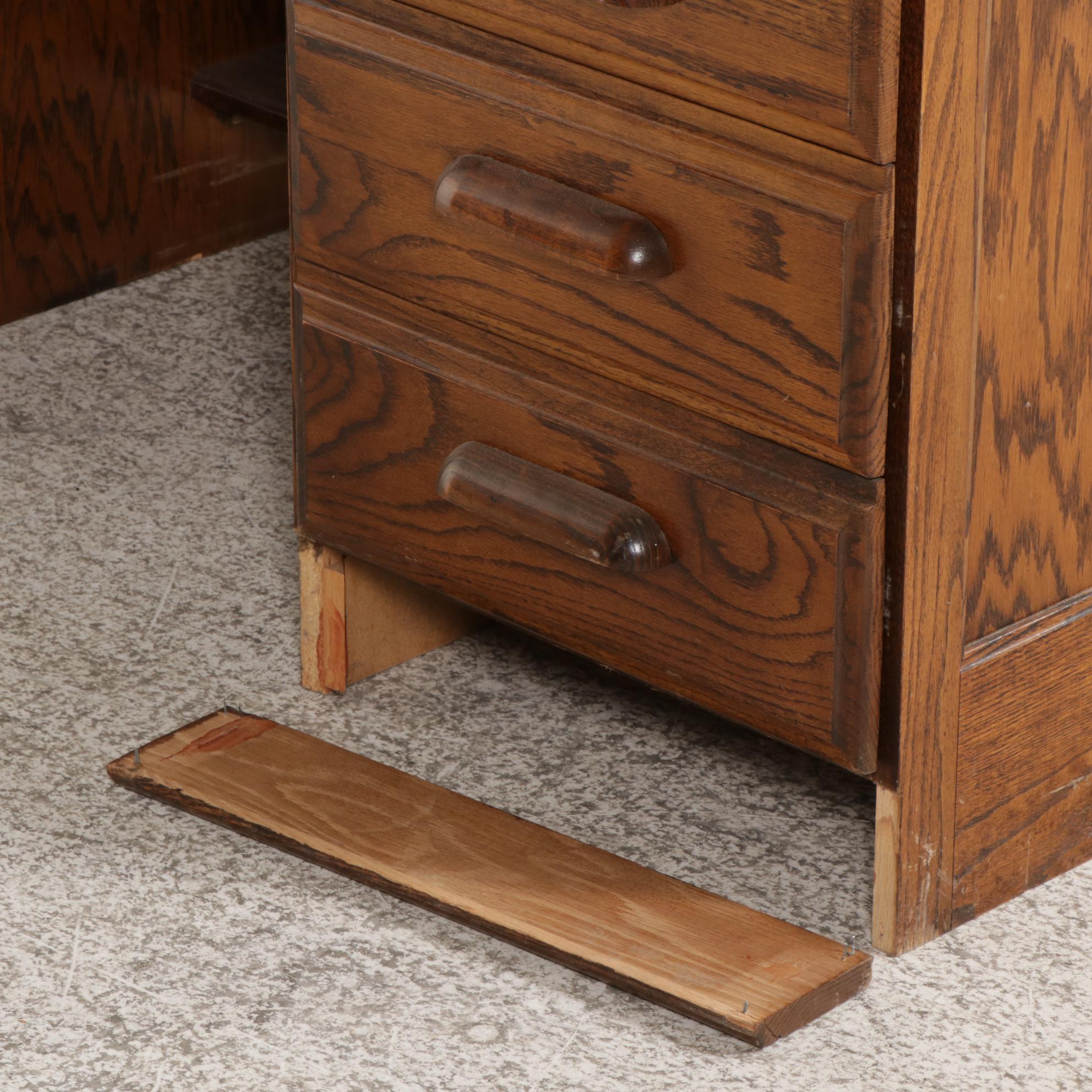 Oak Roll Top Computer Desk, Late 20th Century